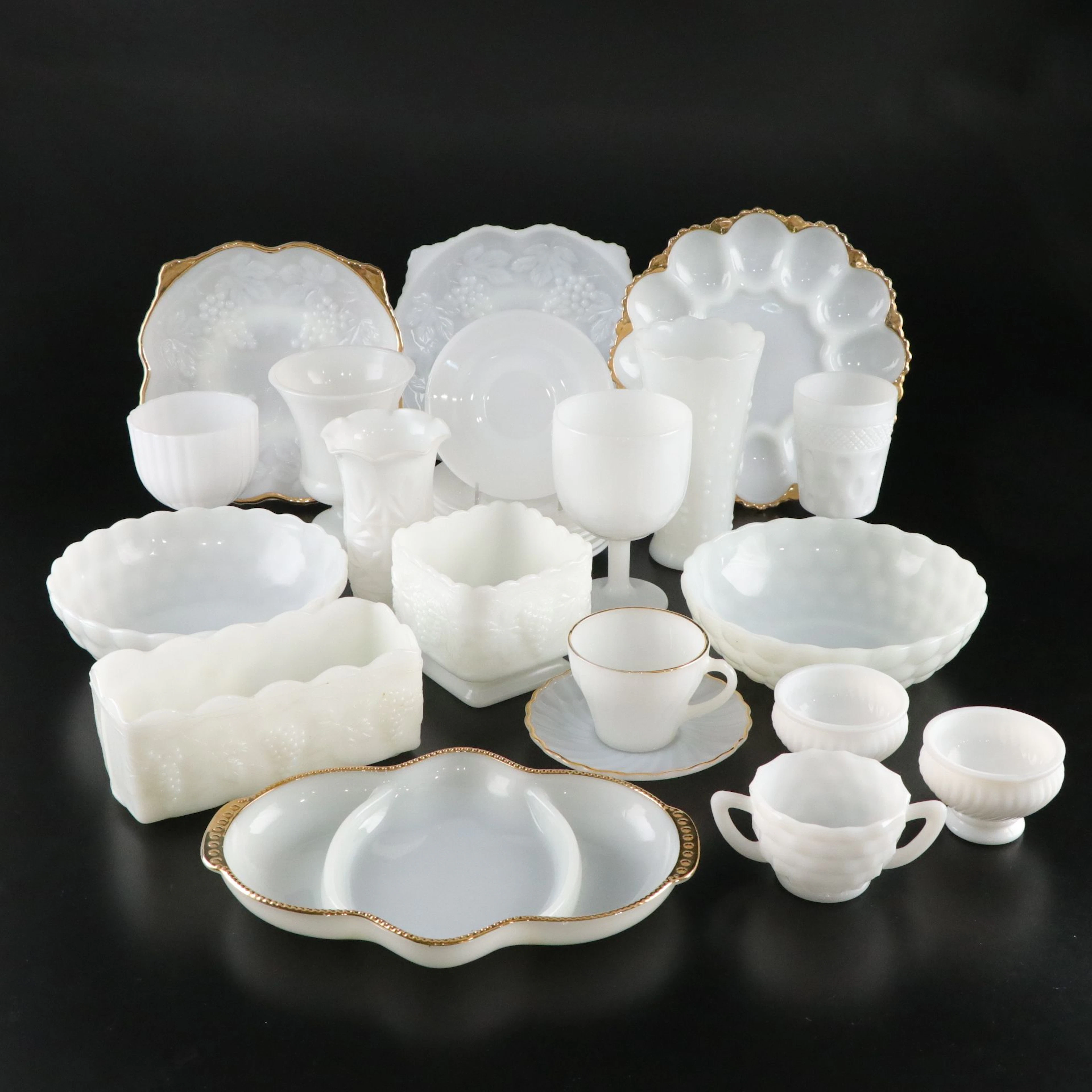 Anchor Hocking, Federal, & Other Opaque Milk Glass Fruit Bowl, Compote, & More
