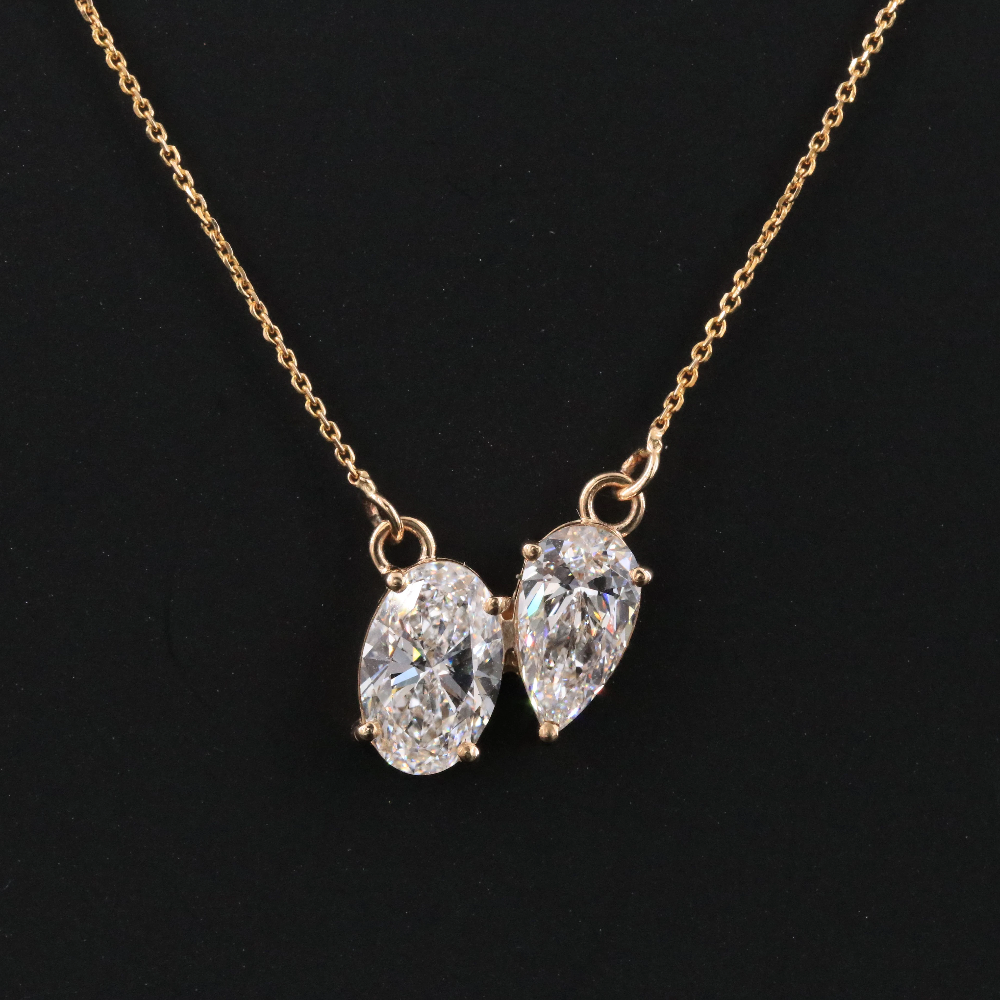 14K 2.51 CTW Lab Grown Diamond Toi et Moi Necklace with IGI Reports