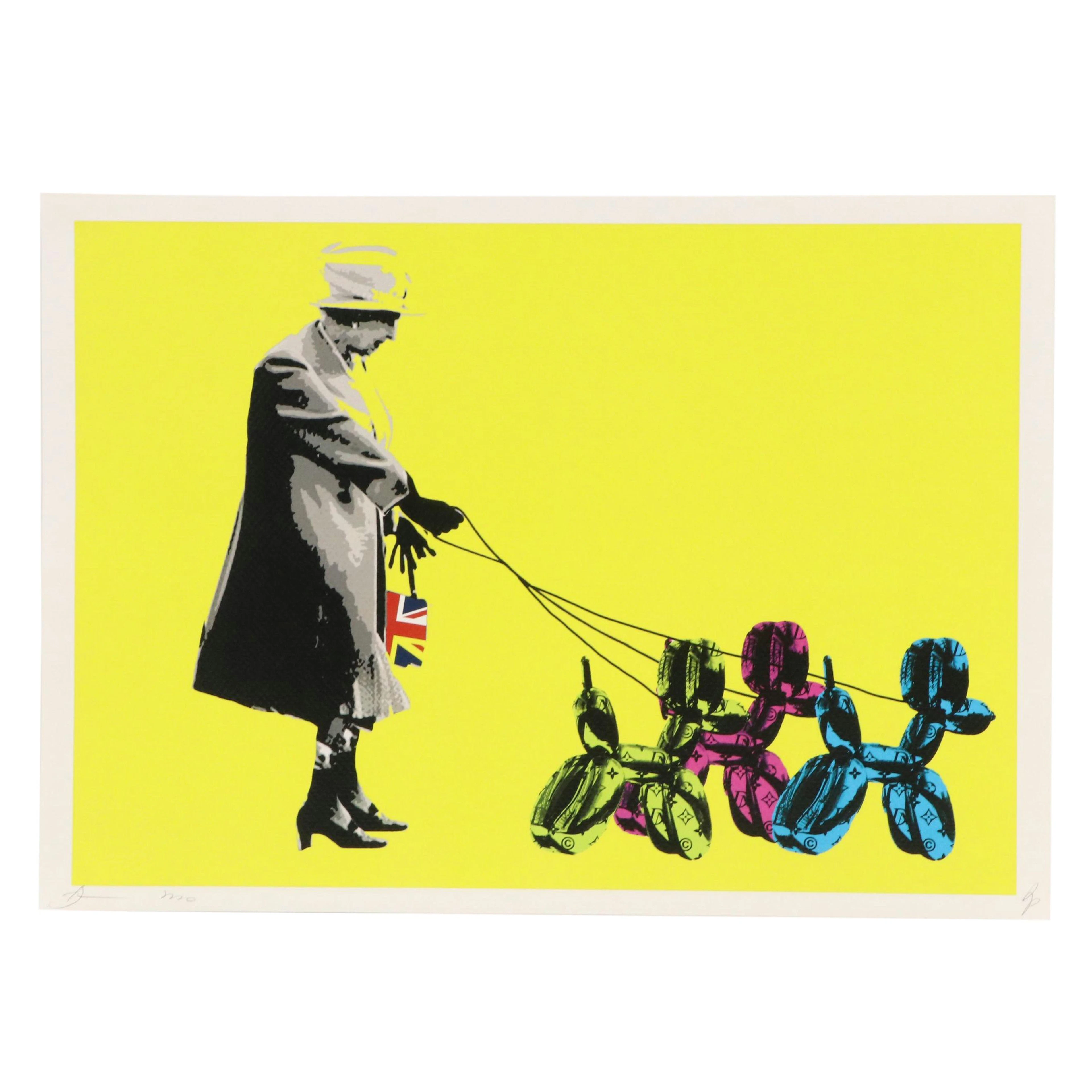 Death NYC Graphic Digital Print Featuring Queen Elizabeth and Jeff Koons