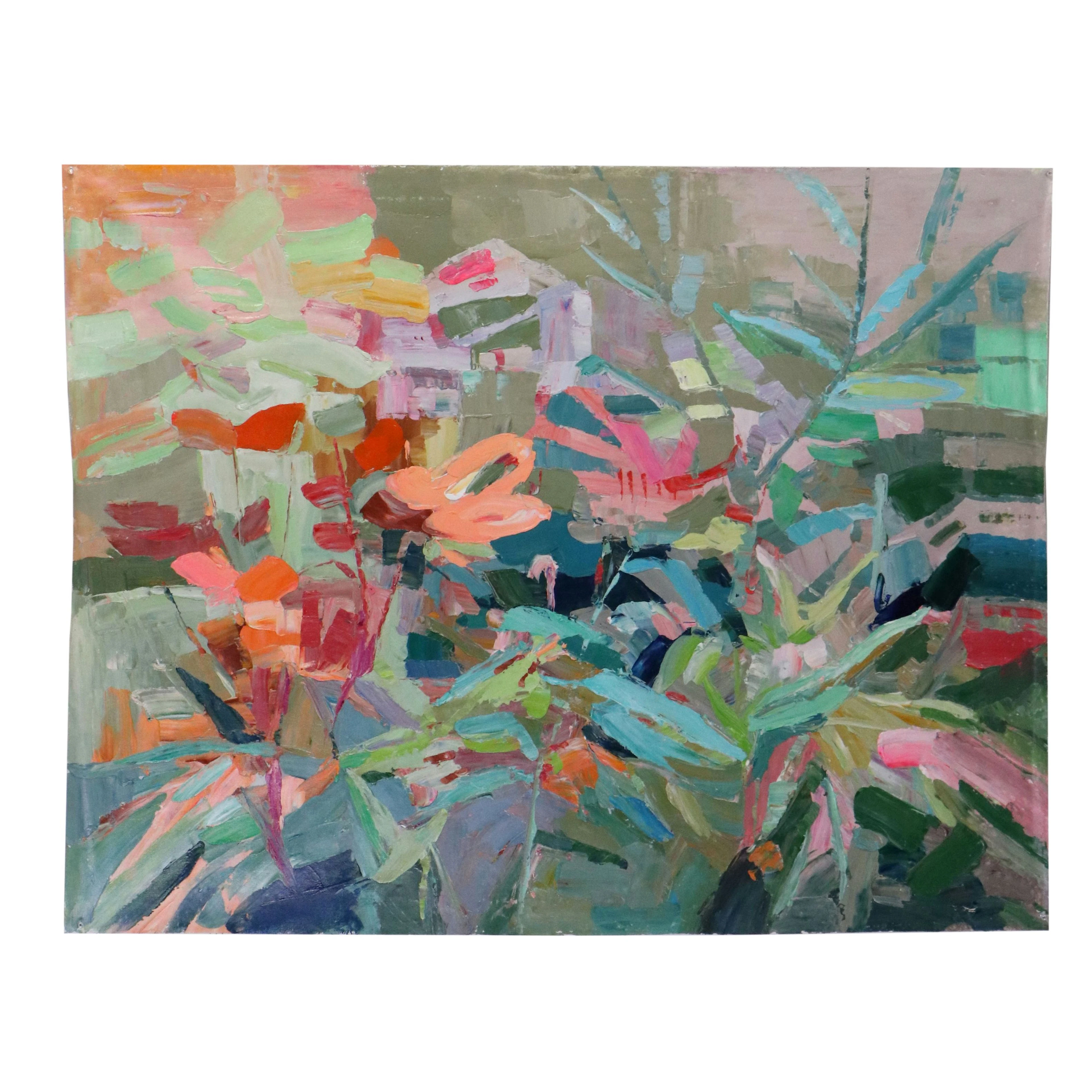 Ping Abstract Flower Garden Oil Painting