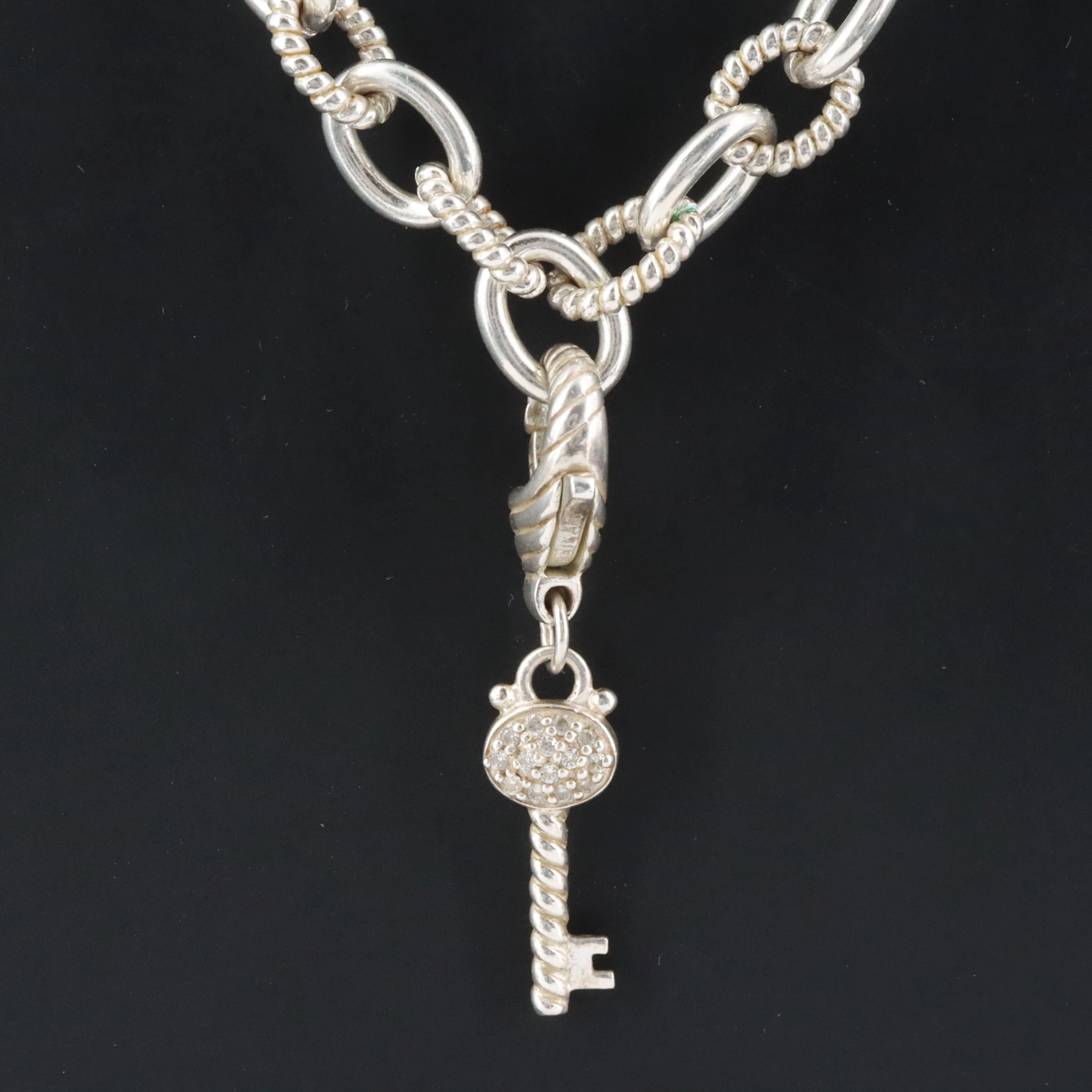 Judith Ripka Sterling Necklace with CZ Key Charm