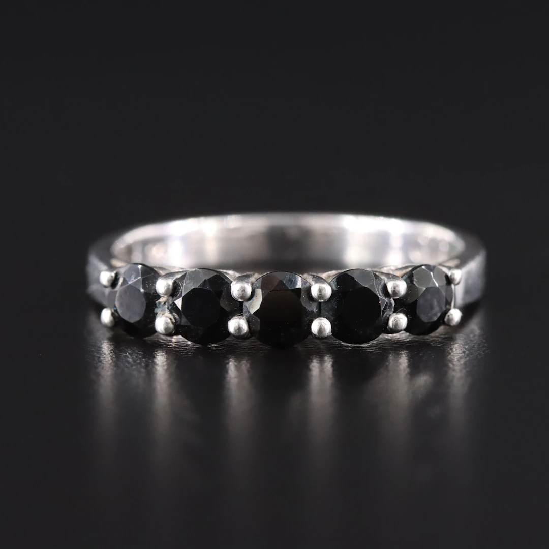 Sterling Black Tourmaline Band