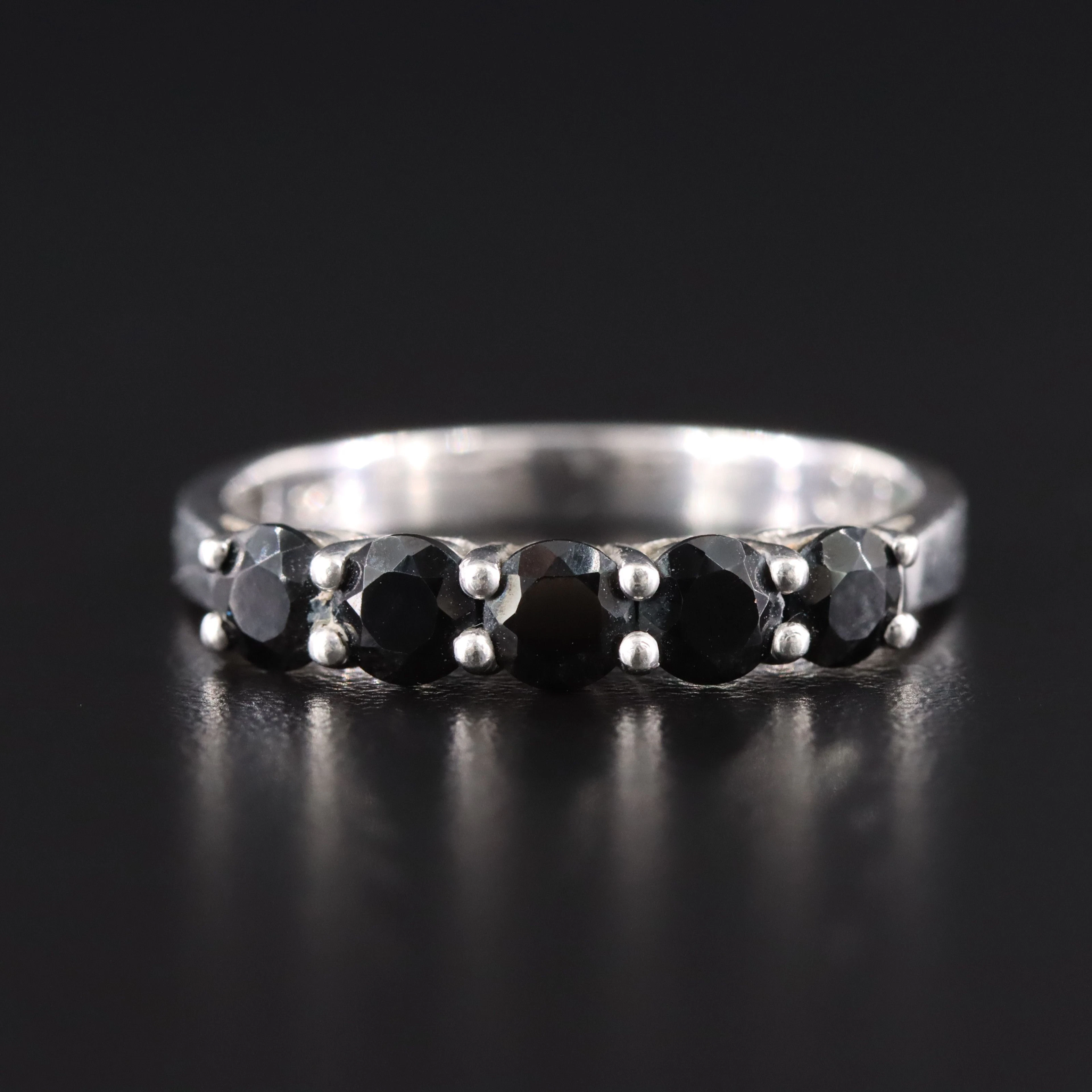 Sterling Black Tourmaline Band