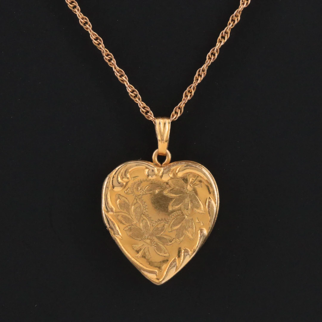 Vintage Gold-Filled Heart Locket Necklace