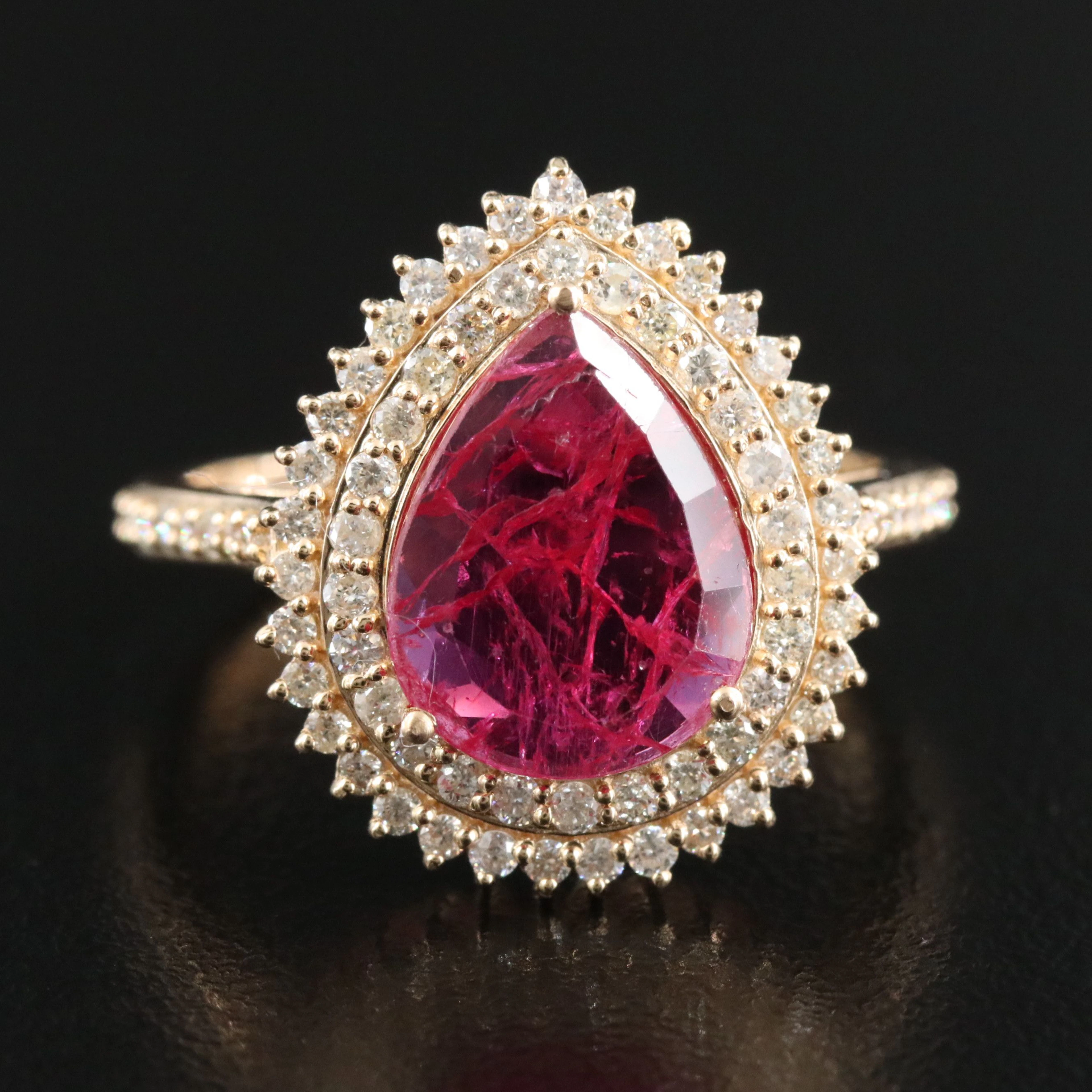 18K 1.70 CT Unheated Mozambique Ruby Ring 0.56 CTW Diamond Ring with GIA Report