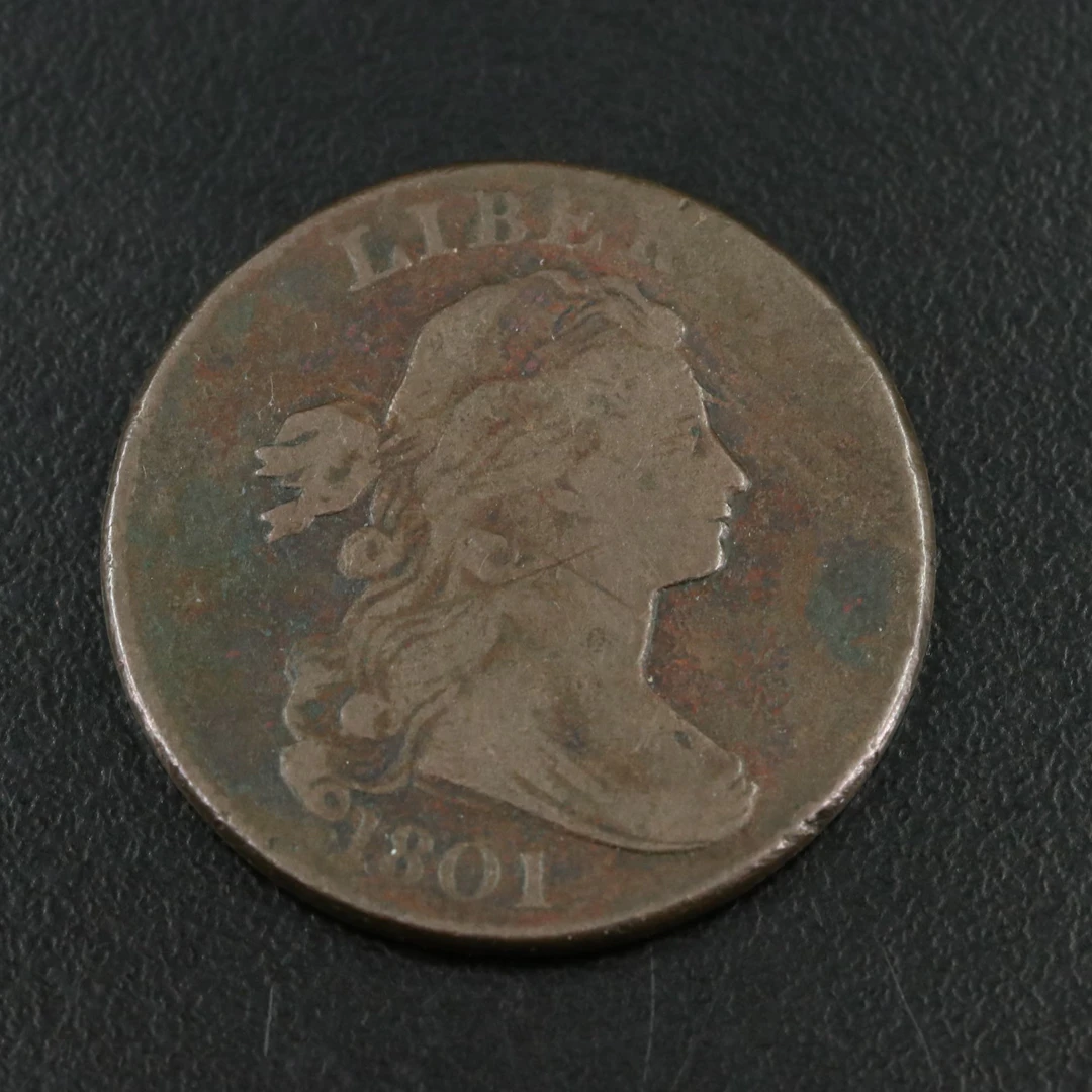 1801 U.S. Draped Bust Large Cent with an Unusual Obverse Die Break