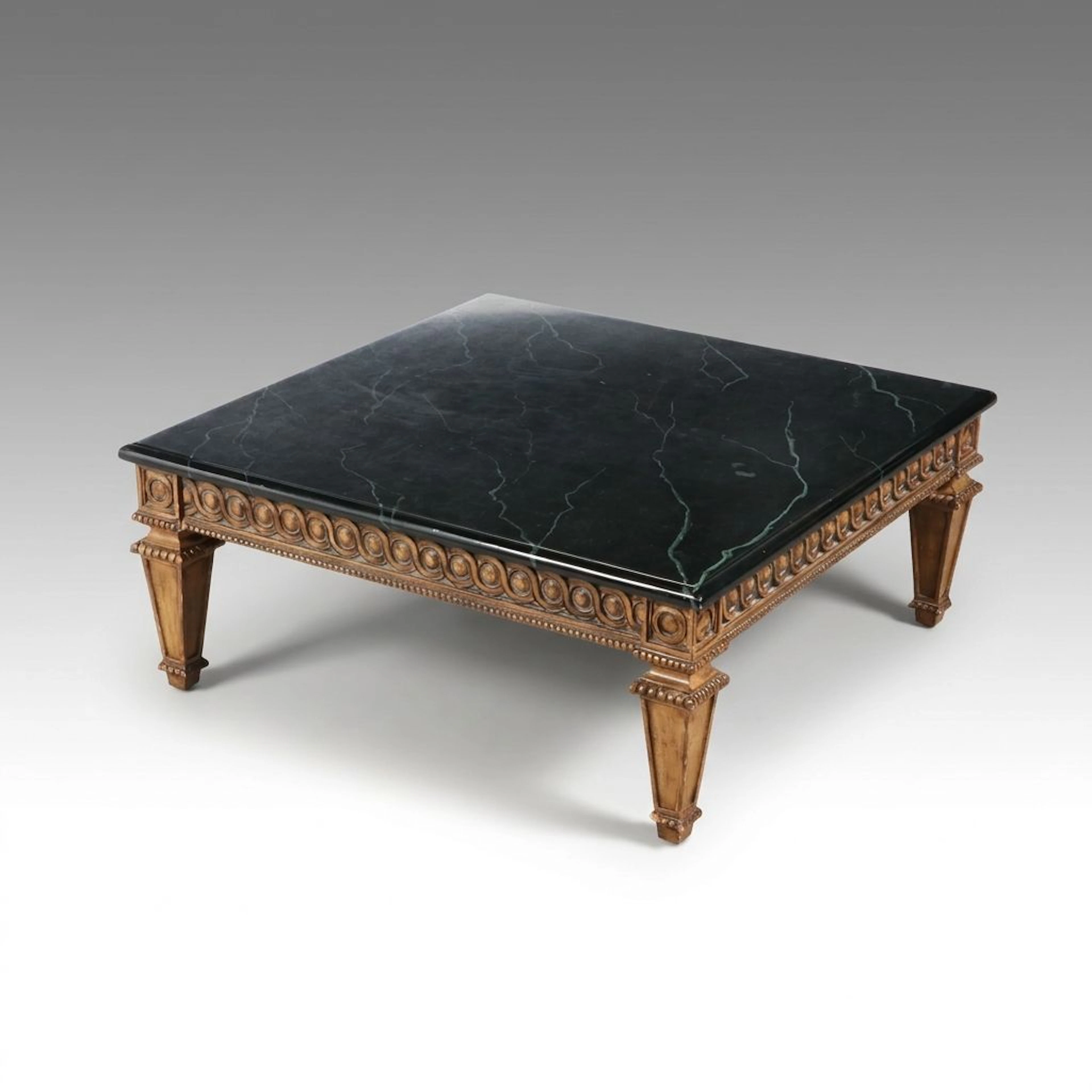 Neoclassical Style Black Marble and Giltwood Coffee Table, Late 20th Century