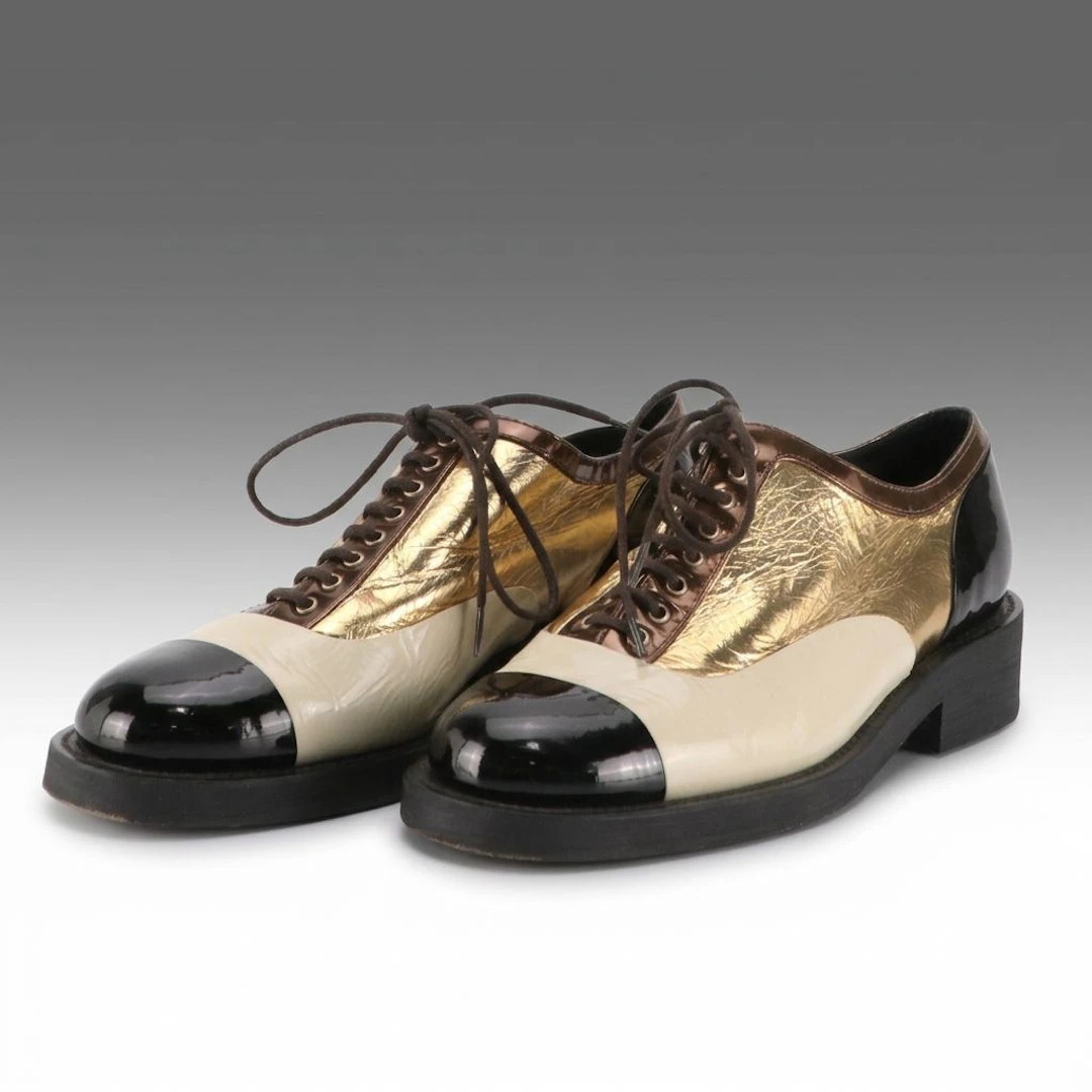 Chanel Multicolor Patent Leather Cap-Toe Oxfords from the 2017 Cruise