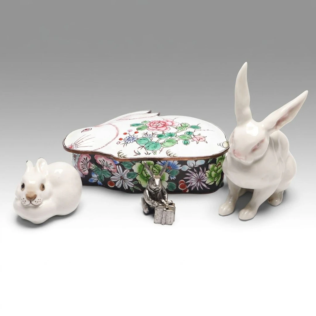 Lomonosov, Hutschenreuther and Other Pewter Rabbit, Mid to Late 20th Century
