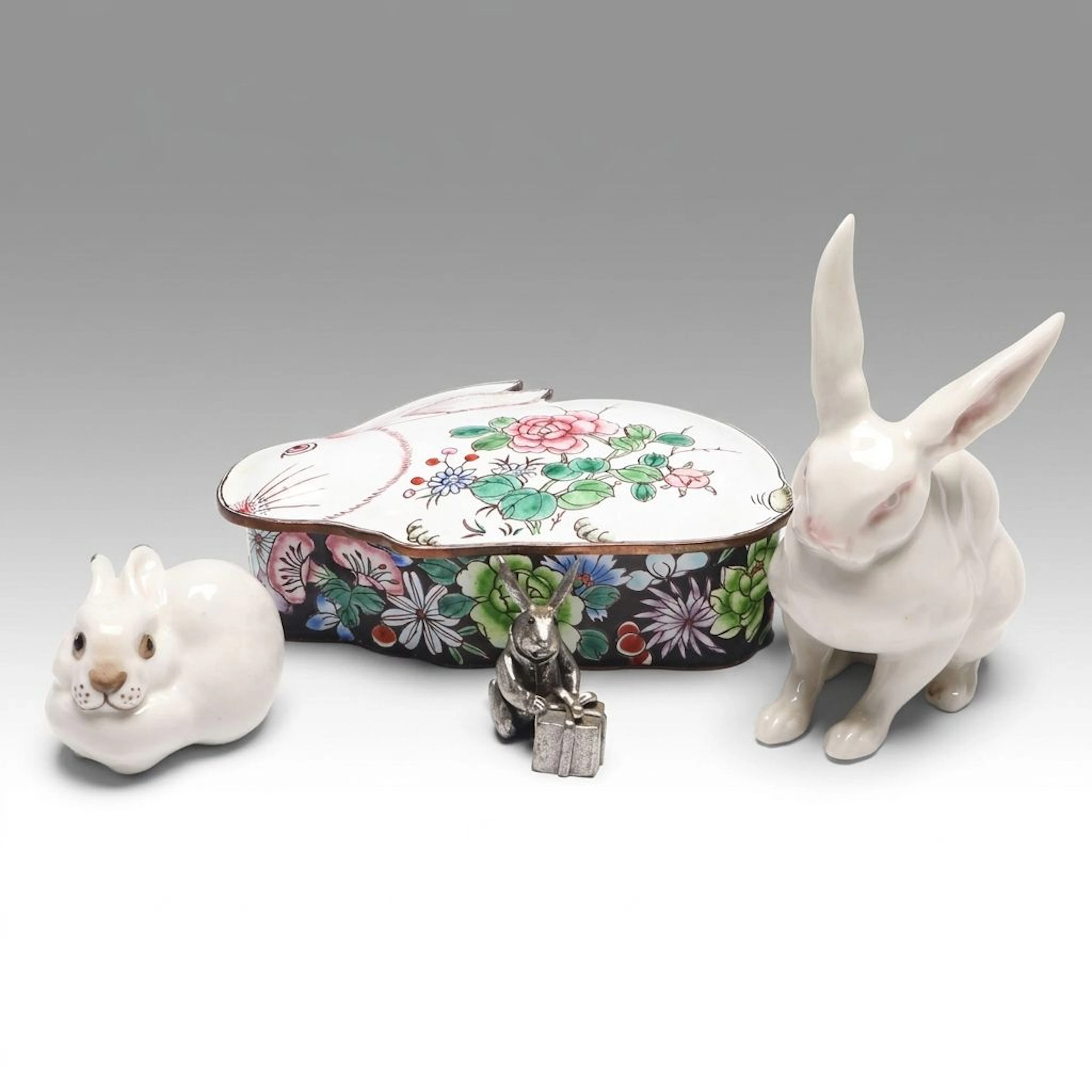 Lomonosov, Hutschenreuther and Other Pewter Rabbit, Mid to Late 20th Century