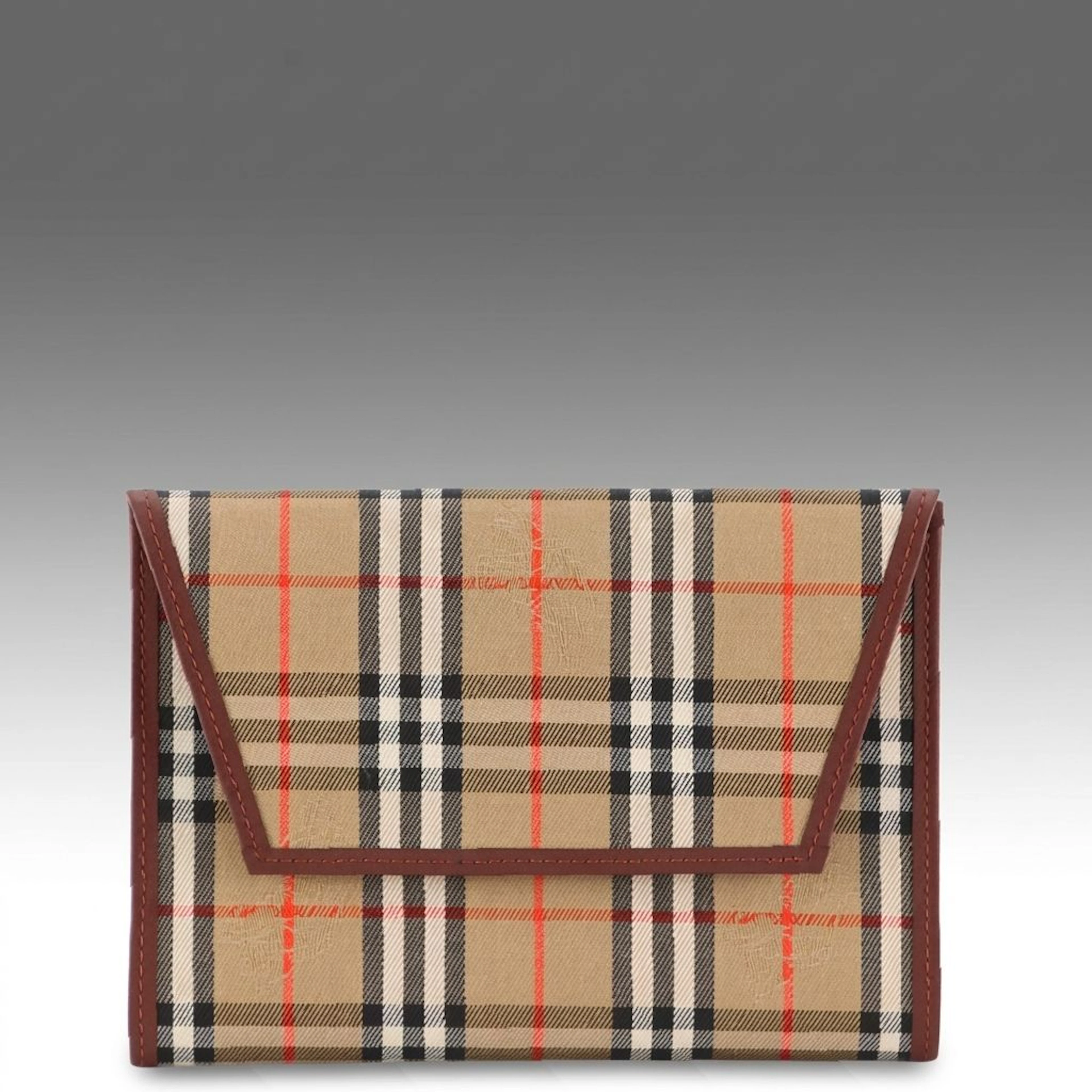 Burberry Haymarket Check and Leather Passport Holder with Box