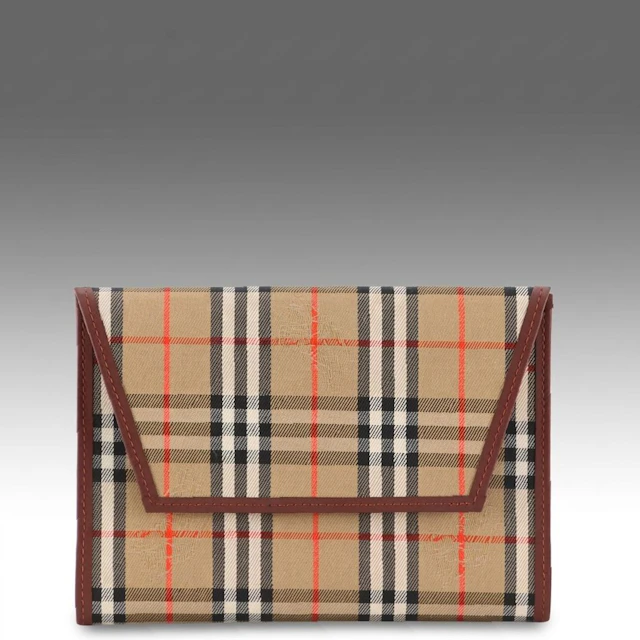 Burberry Haymarket Check and Leather Passport Holder with Box