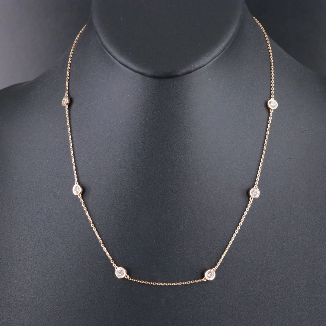18K 1.83 CTW Internally Flawless Diamond Station Necklace with GIA Reports
