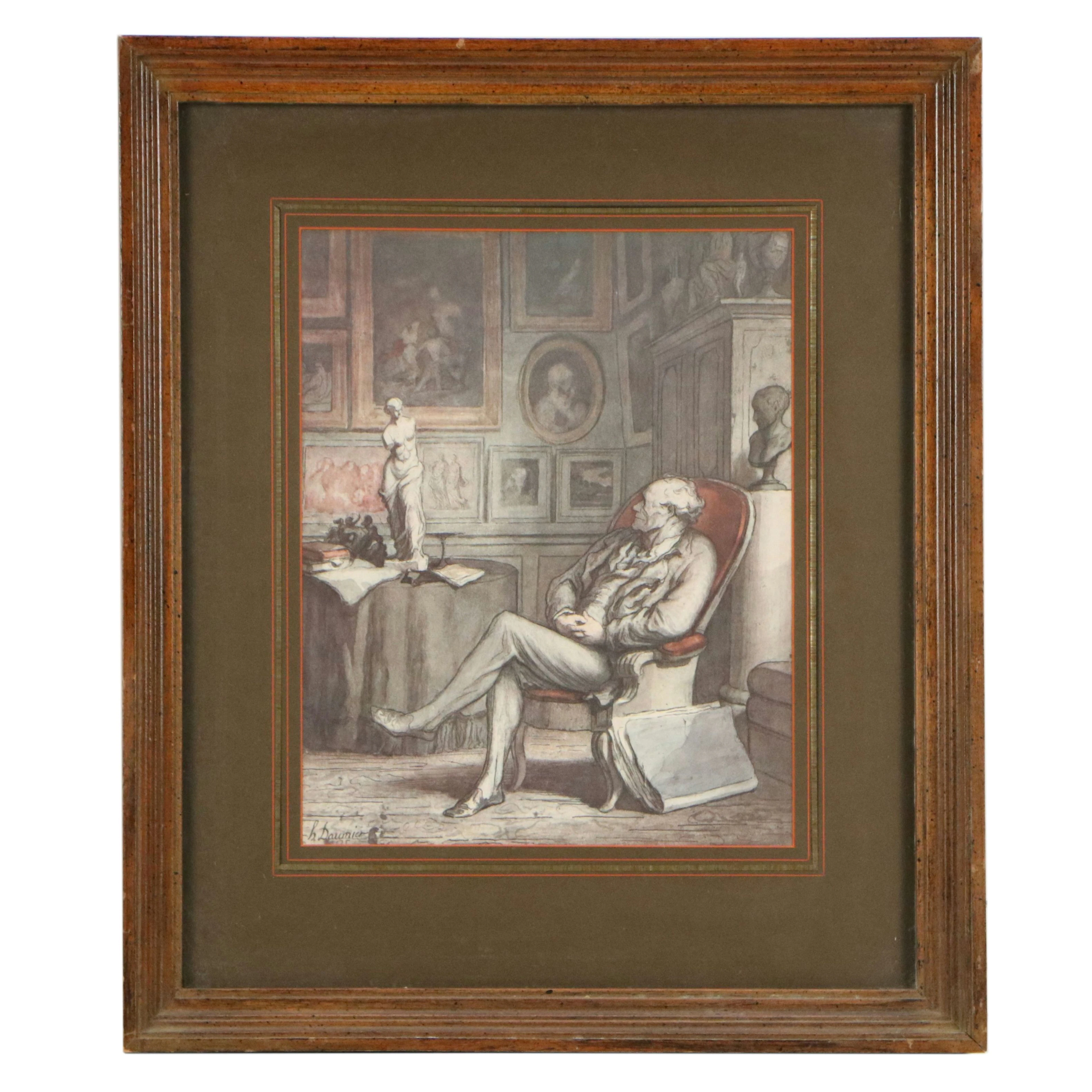 Offset Lithograph After Honoré Daumier "The Connoisseur," 20th Century