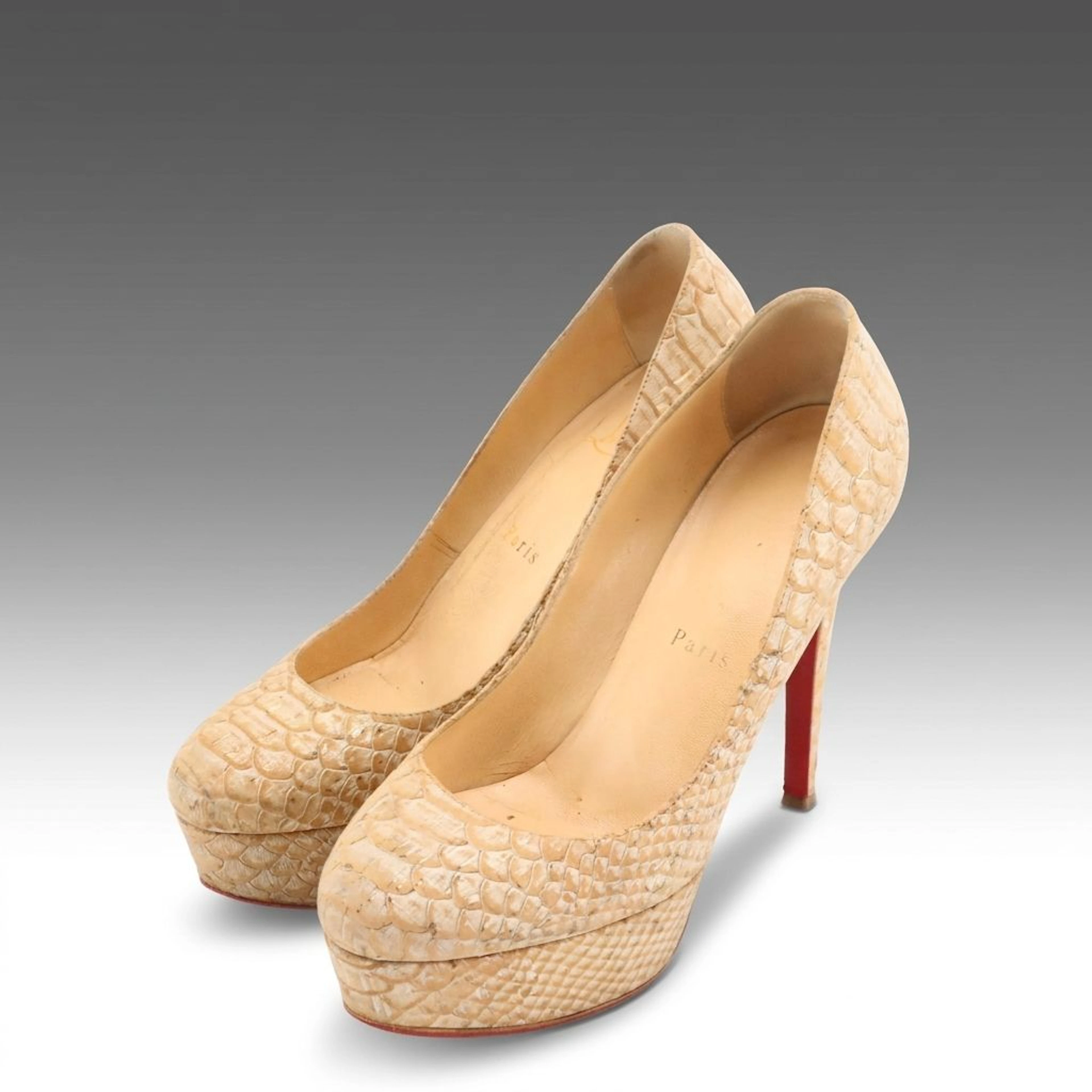 Christian Louboutin Bianca 120 Platform Pumps in Python Effect Leather
