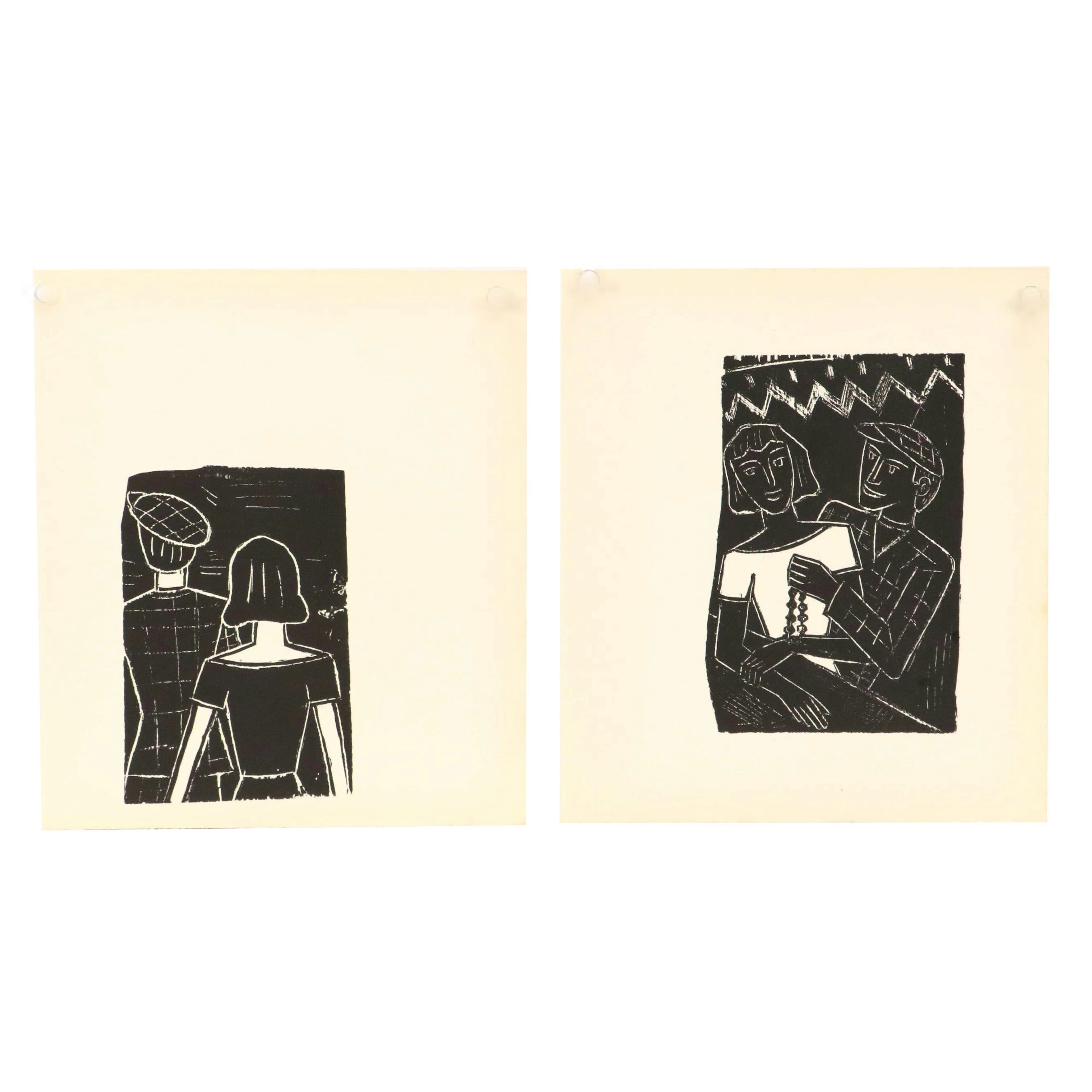 Two Neo-Expressionist Style Figurative Relief Prints, Circa 1985
