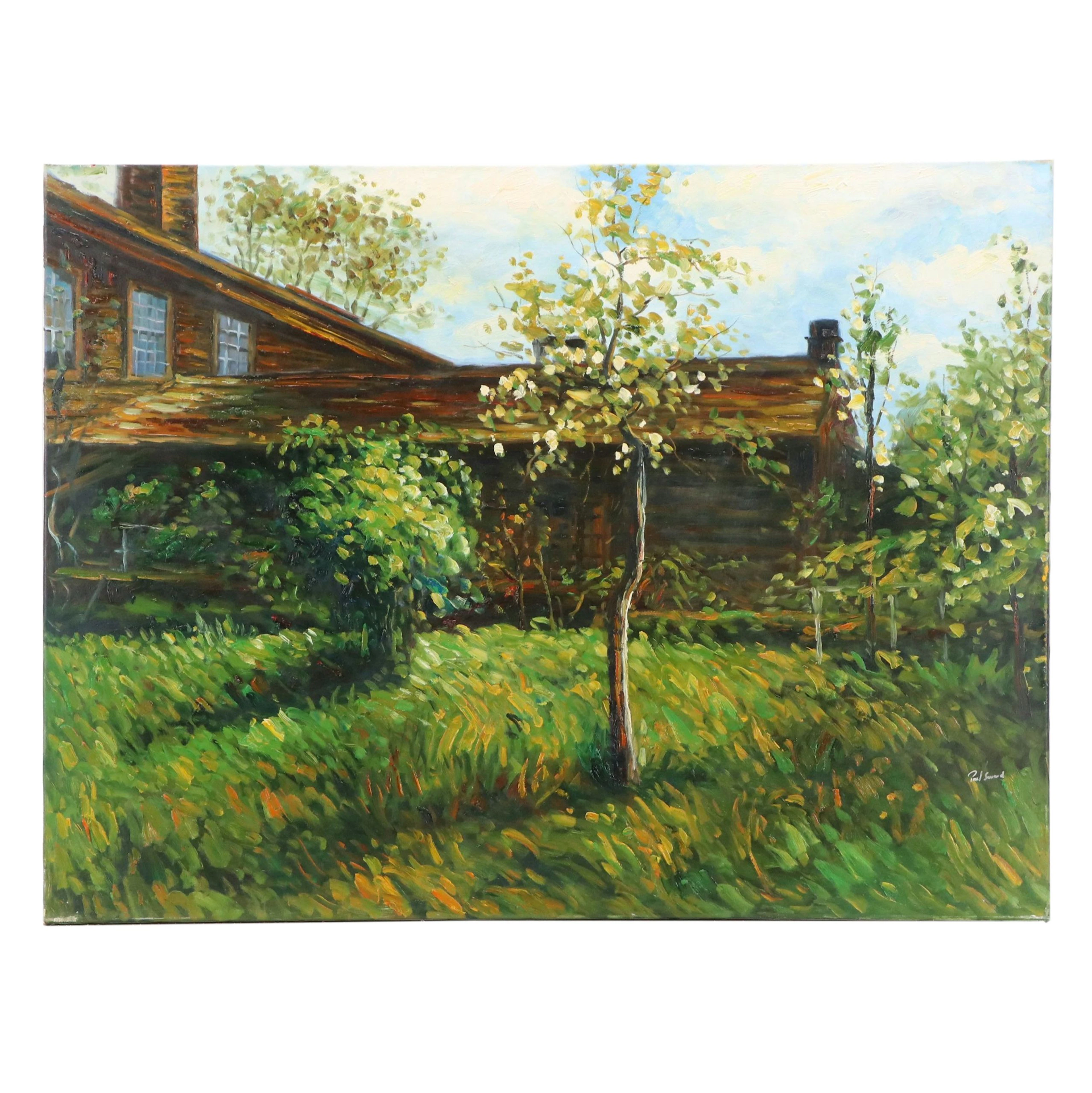 After Childe Hassam Oil Painting "Old House, Dorchester"