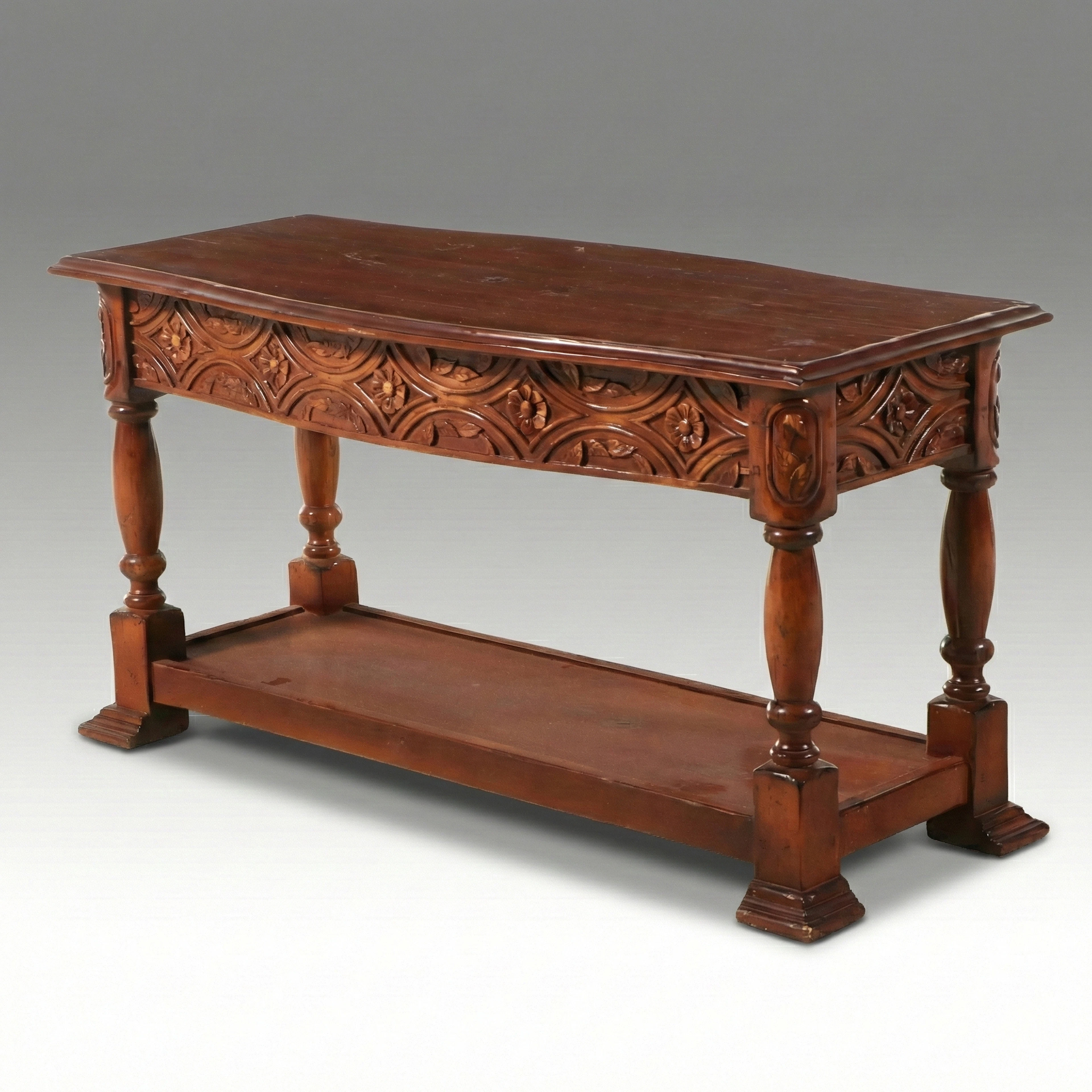 Woodland Furniture Mediterranean Revival Style Carved Console Table