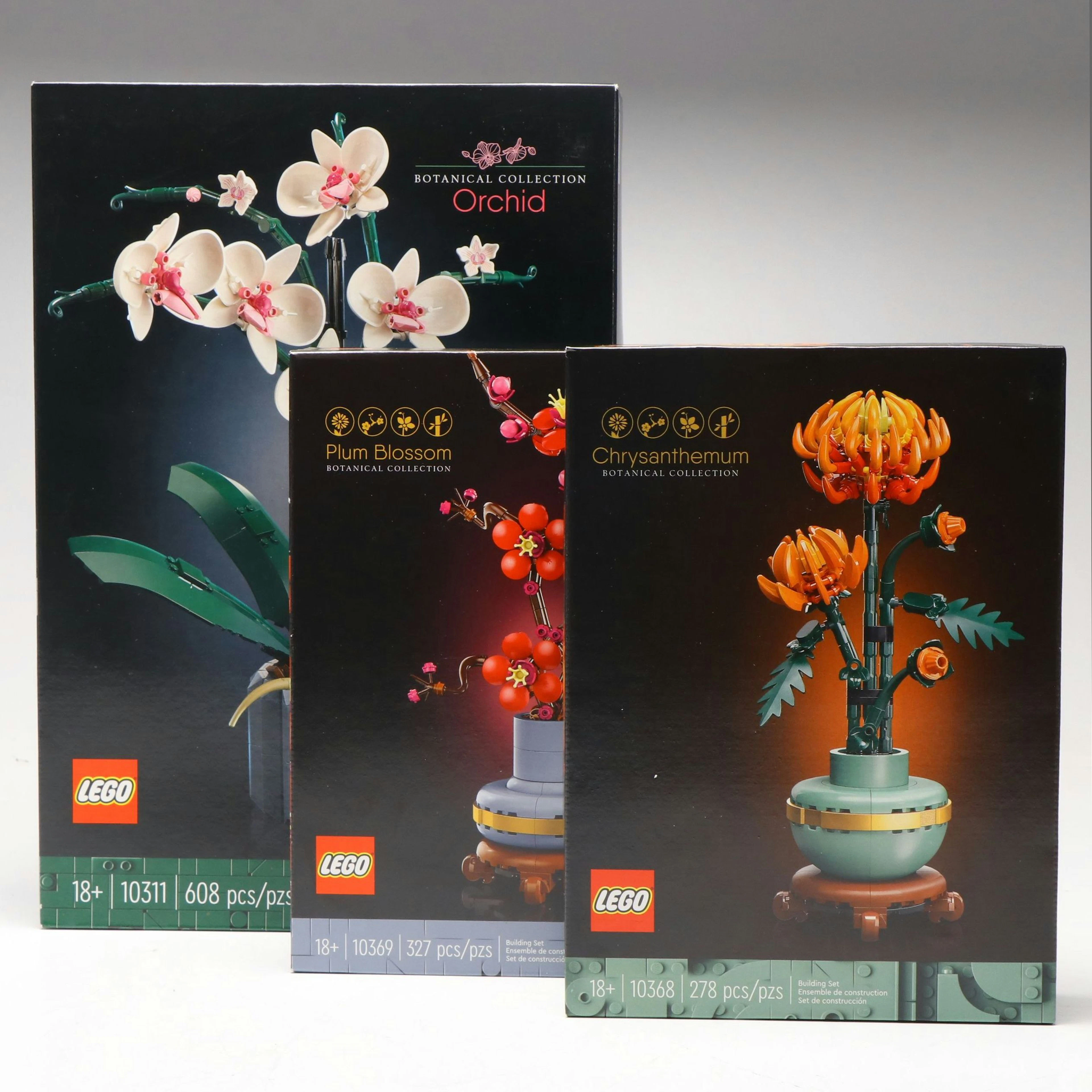 LEGO "Chrysanthemum", "Plum Blossom" and "Orchid" Building Sets