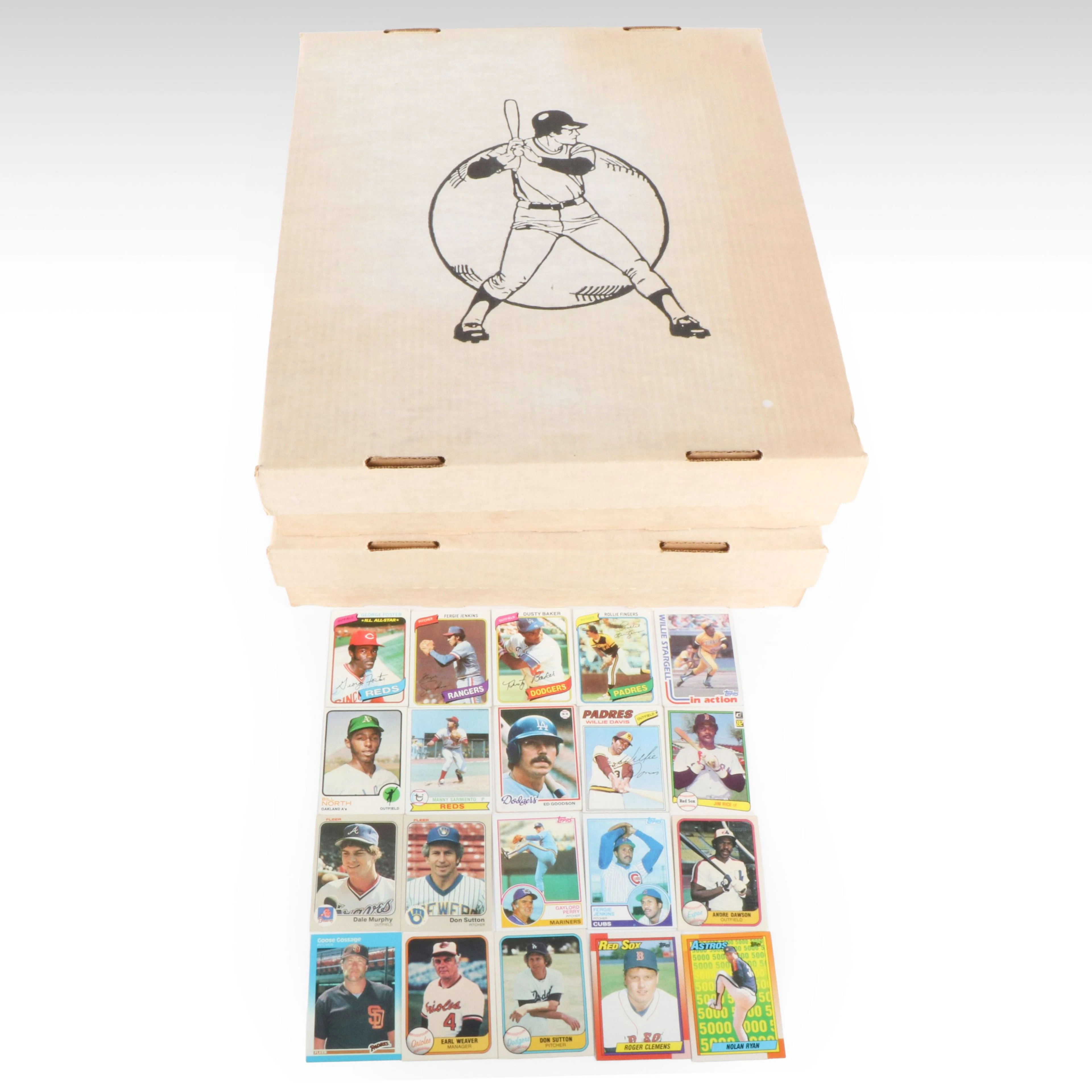 Topps with Other Baseball Cards Featuring Nolan Ryan, Roger Clemens, and More