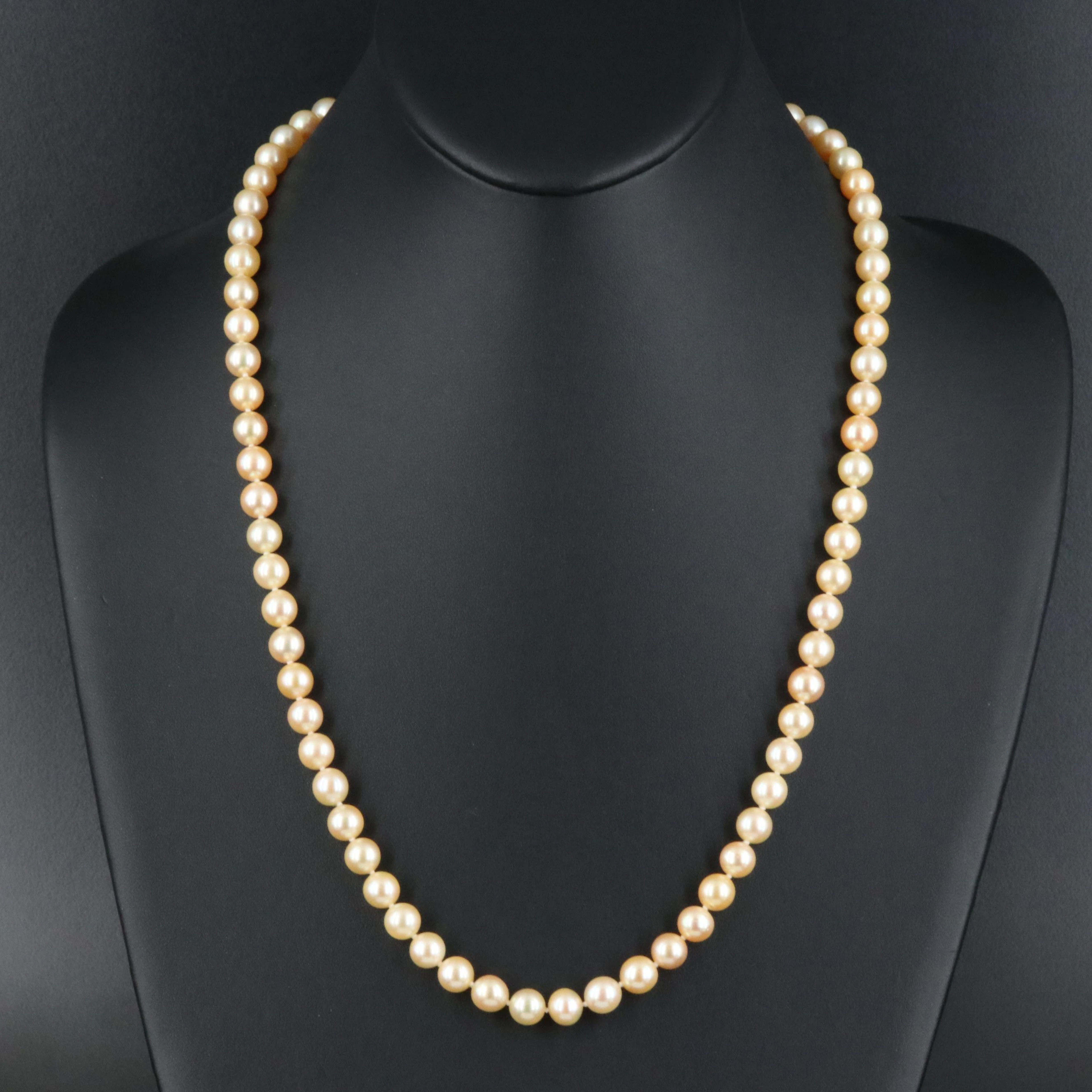 Matinee Length Pearl Necklace with 14K Clasp