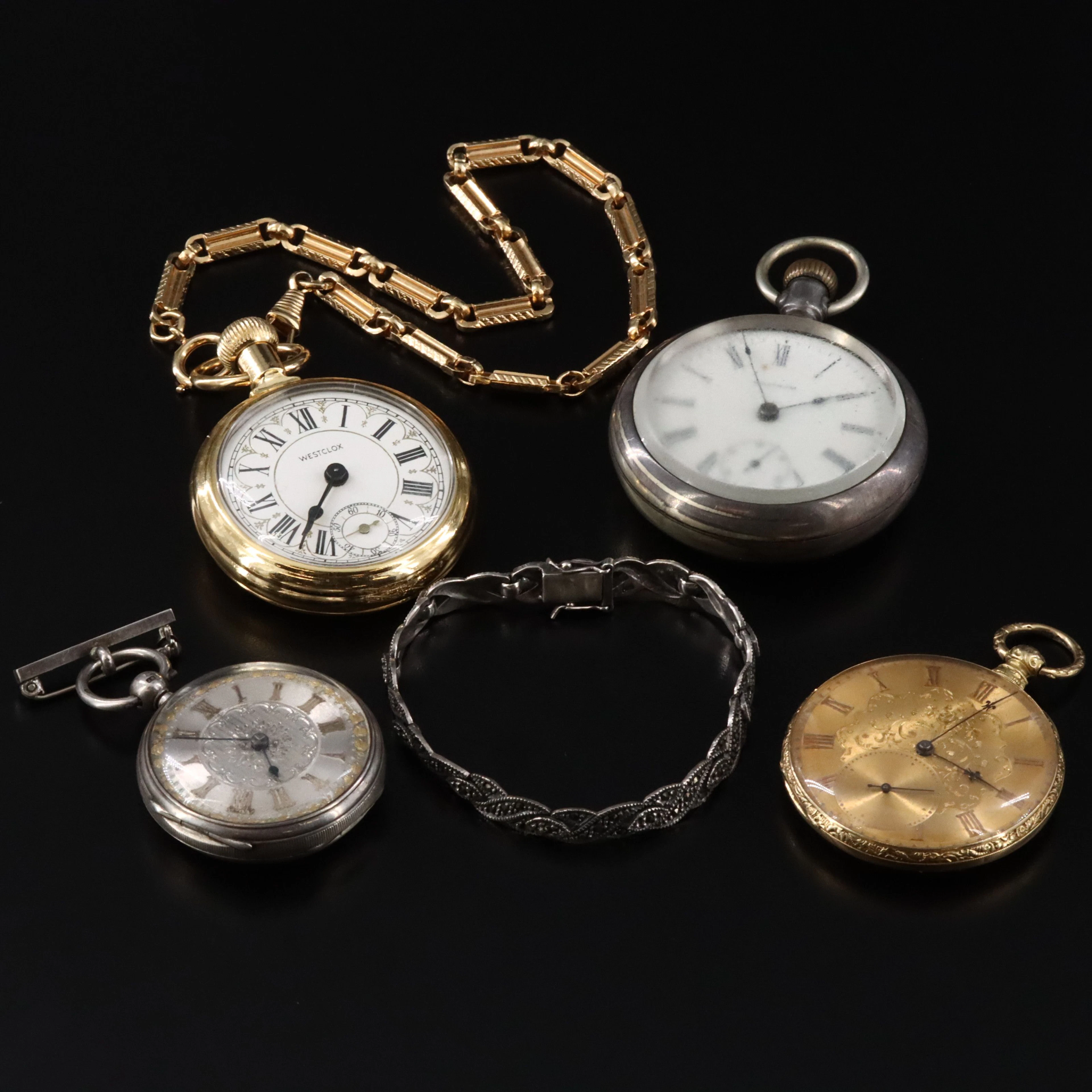 Sterling Floral, Charles Oudin Paris with Wextclox and Waltham Pocket Watch