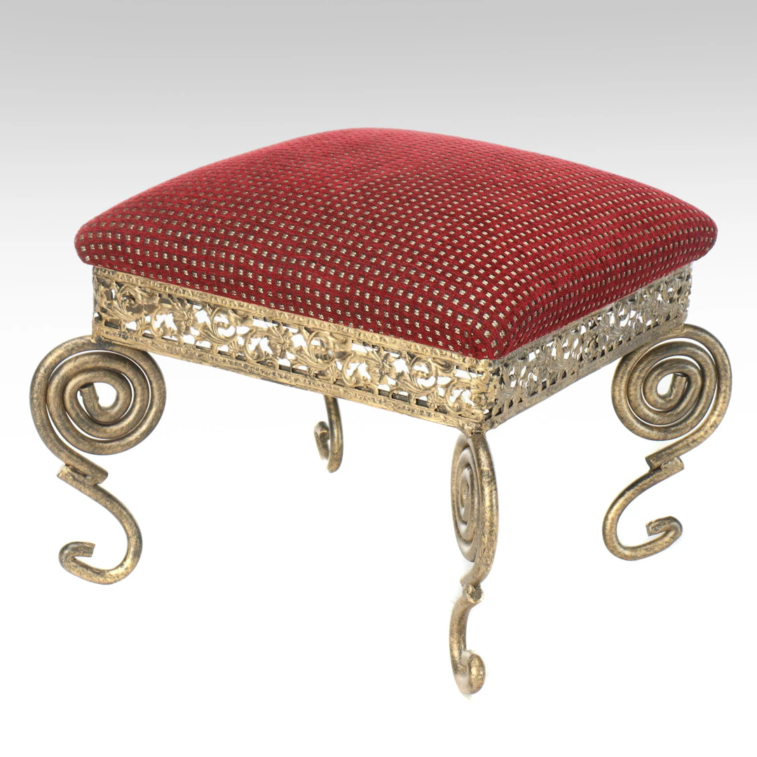 Victorian Style Ornate Scrolled Foot Footstool