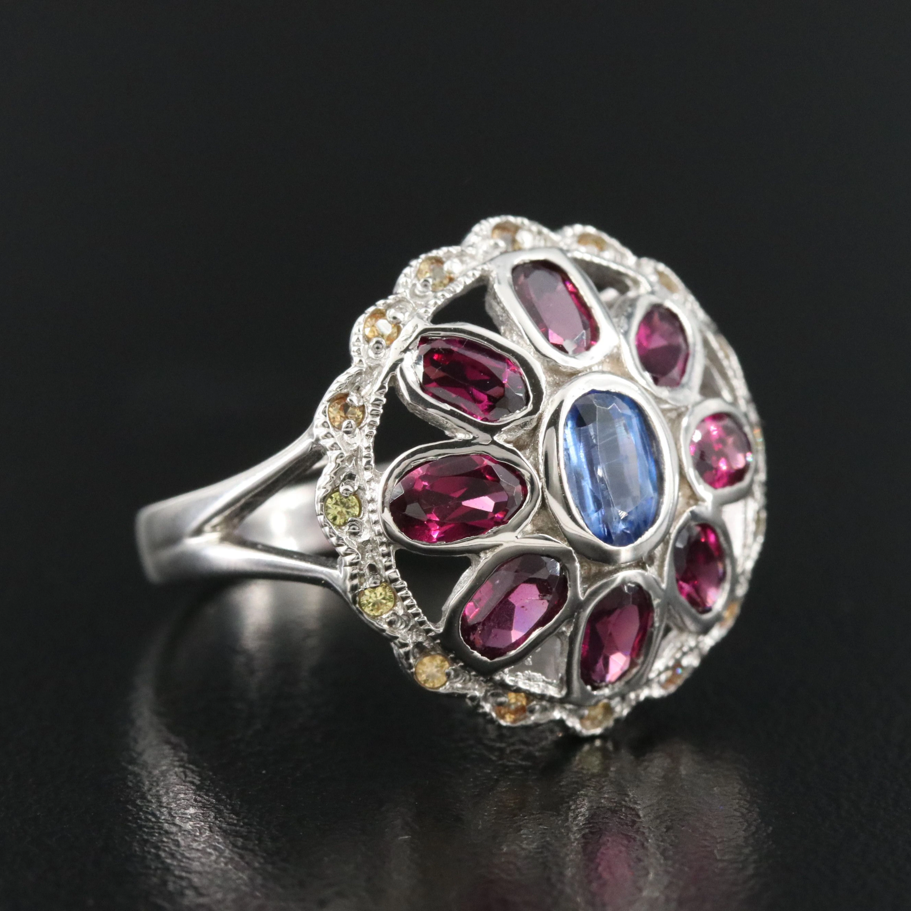 Sterling Kyanite and Garnet Ring