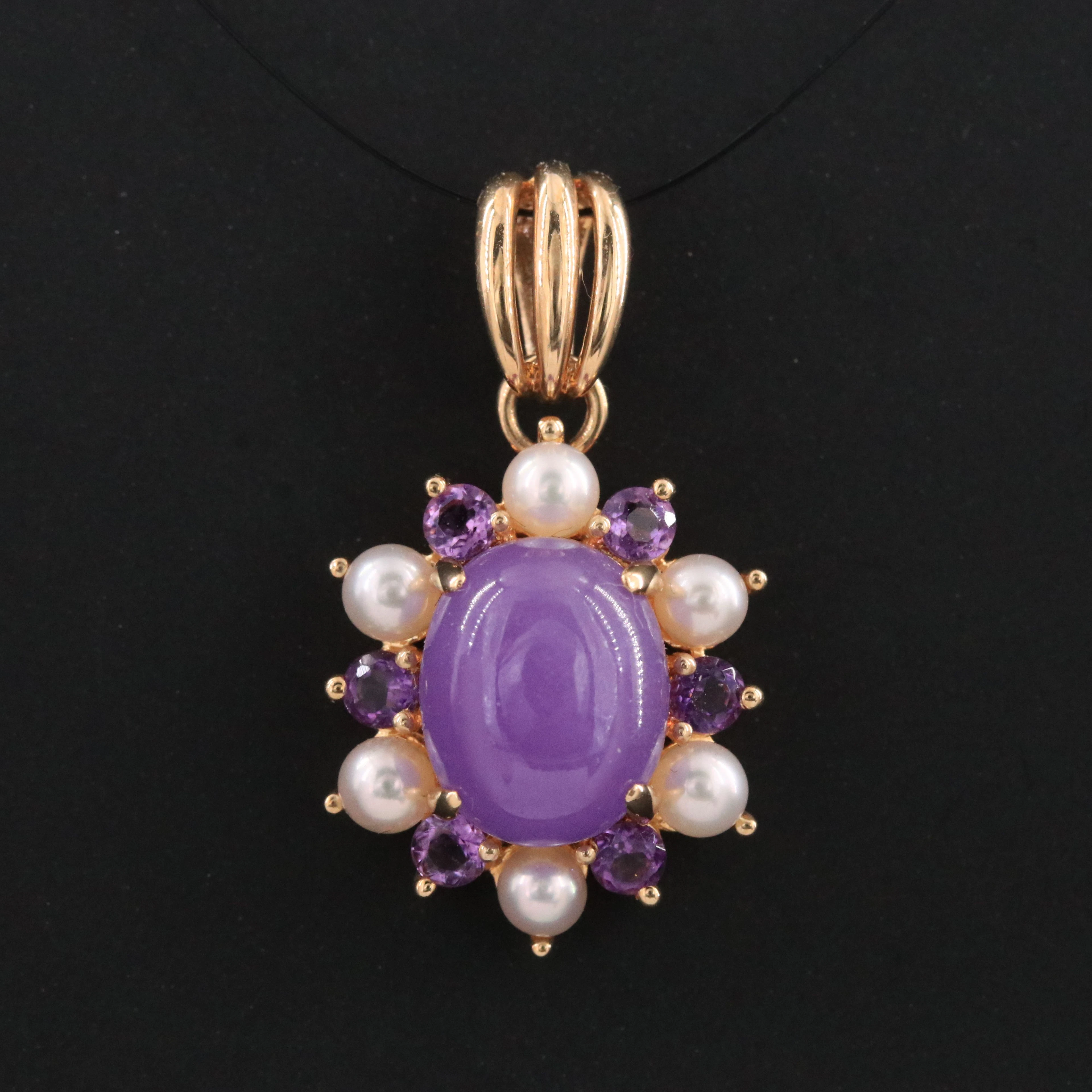14K Jadeite and Amethyst Pendant