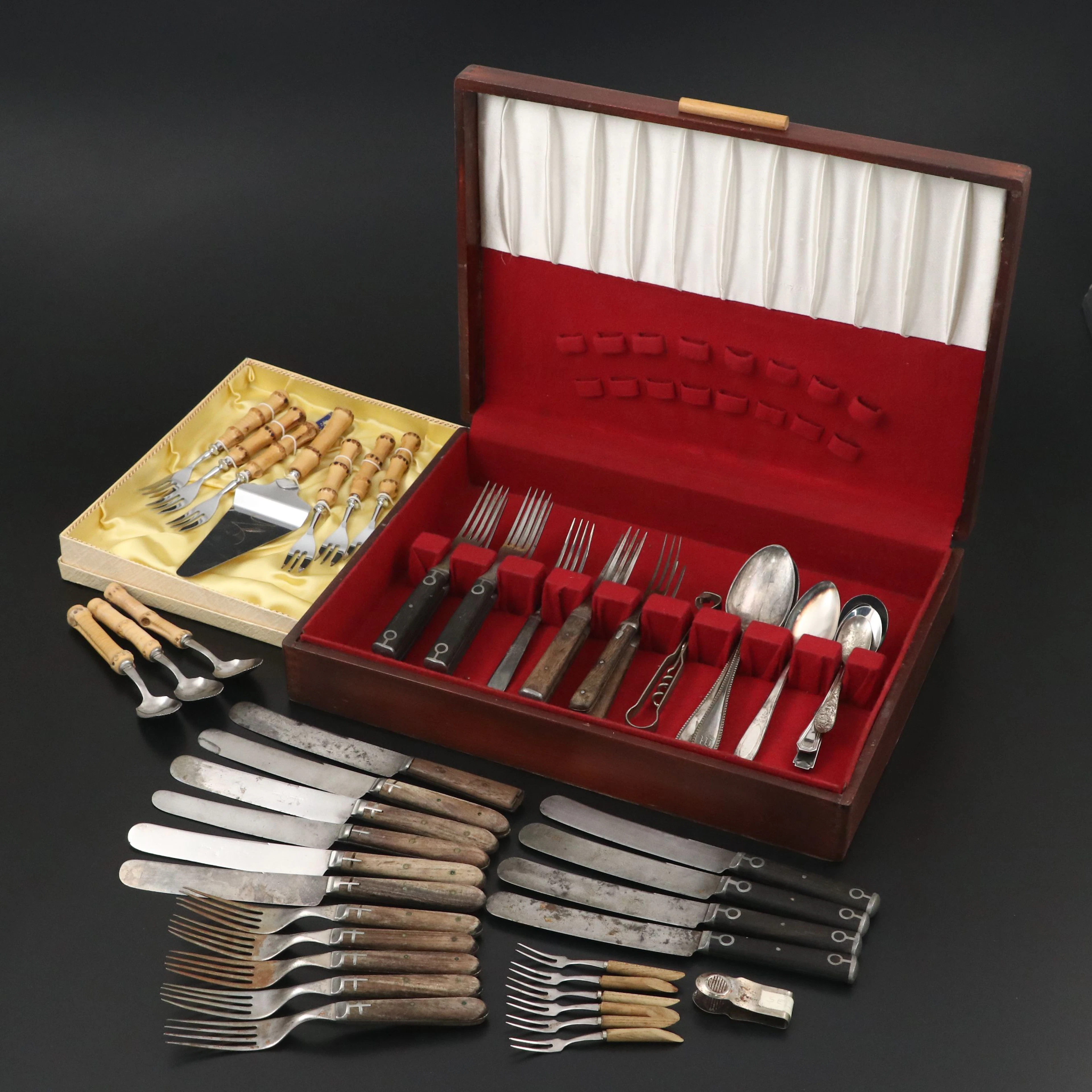 Baron Bamboo Handle Utensils with Silver Plate, Wood Handle and More Flatware