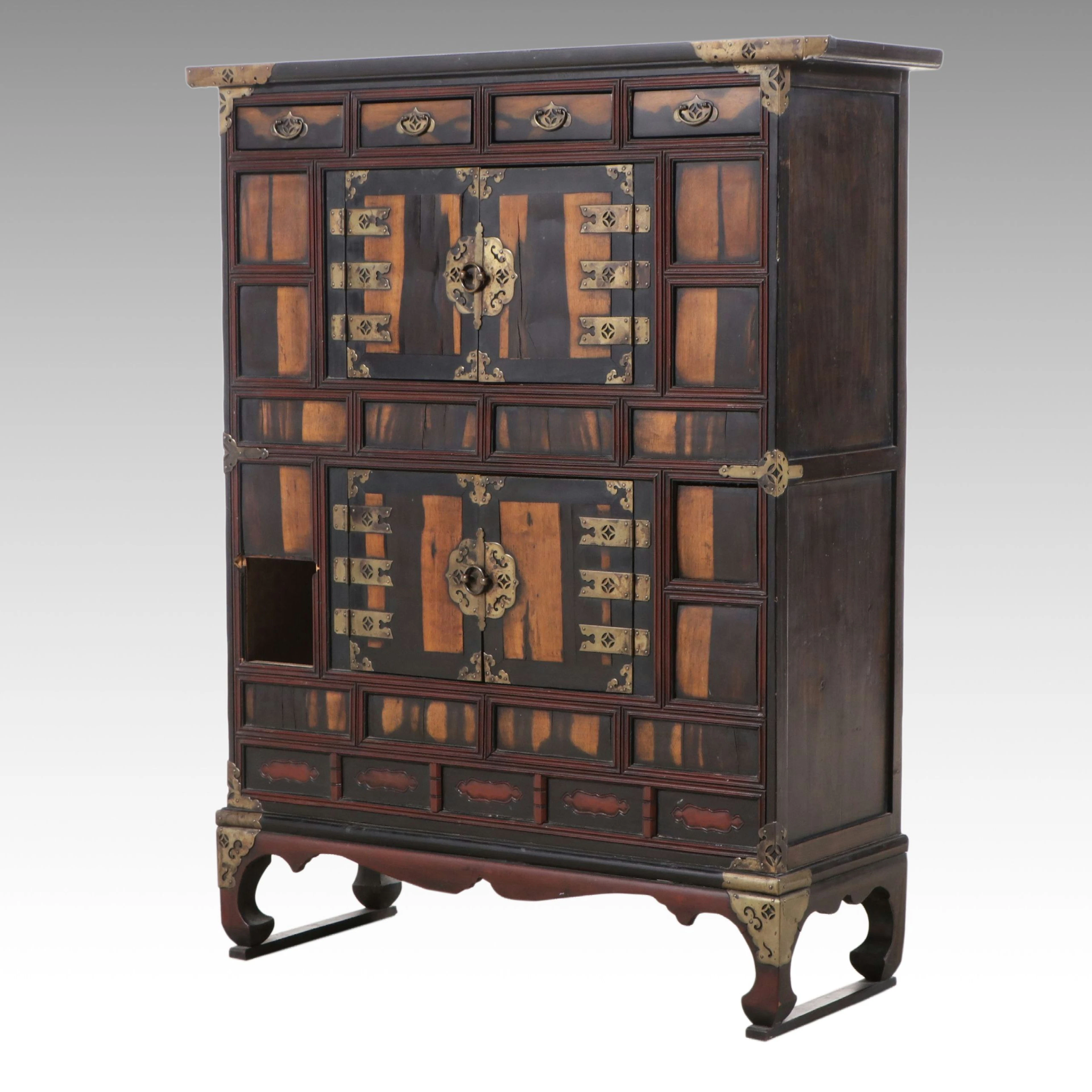 Korean Late Joseon Dynasty Style Persimmon and Elm Stacking Chest (Ichung-jang)