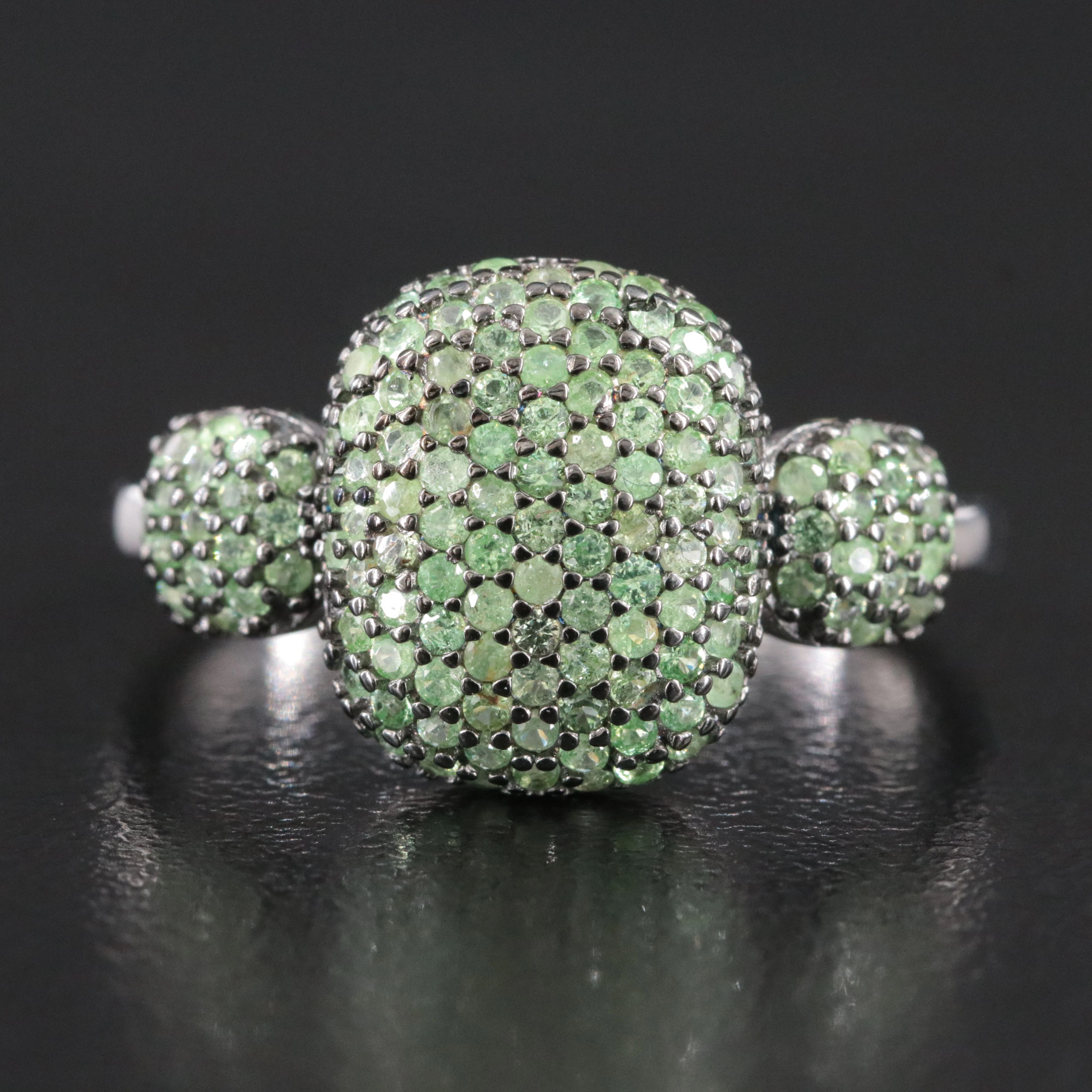 Sterling Tsavorite Pavé Ring
