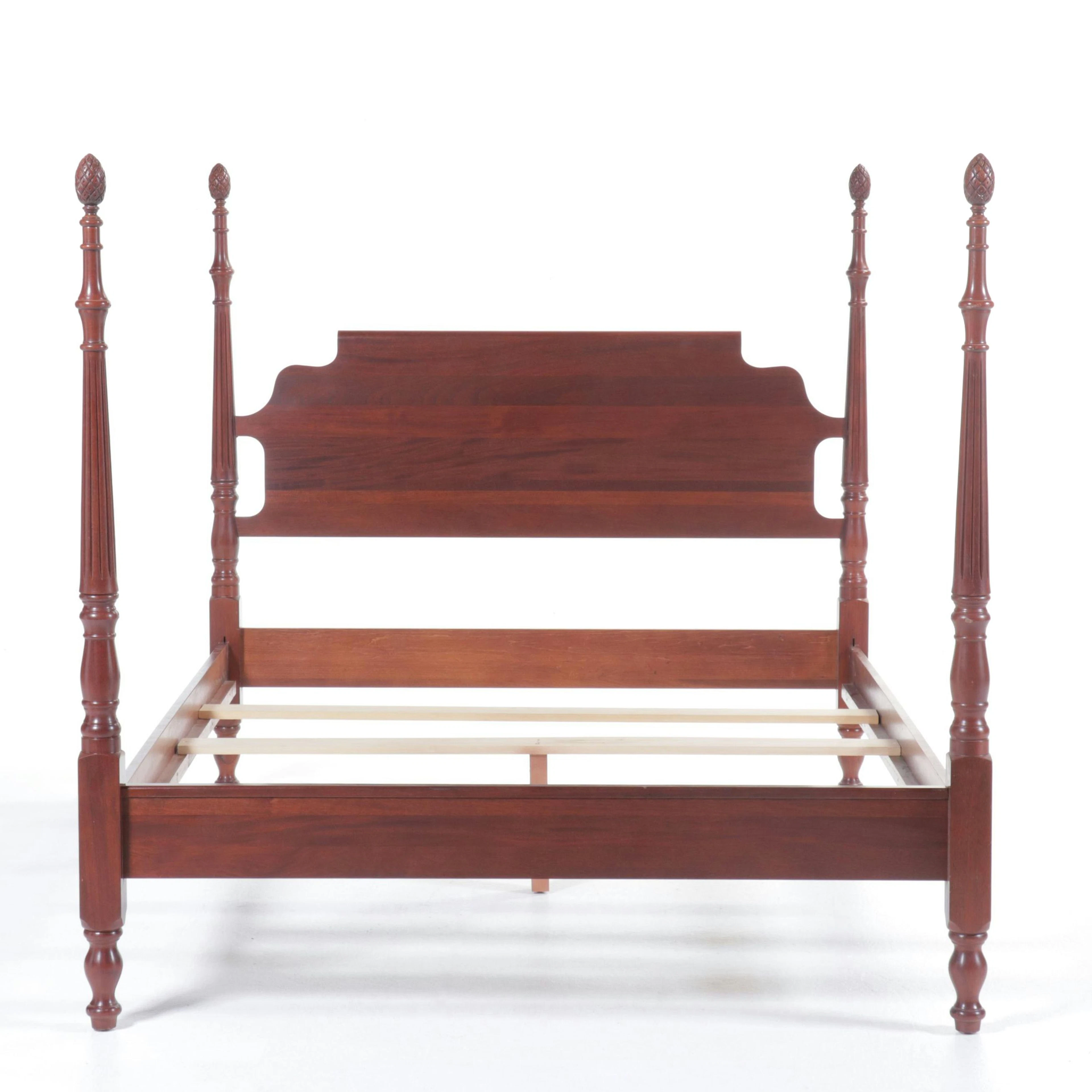 Colonial Style Cherry Queen Size Four-Poster Bed Frame, Late 20th Century