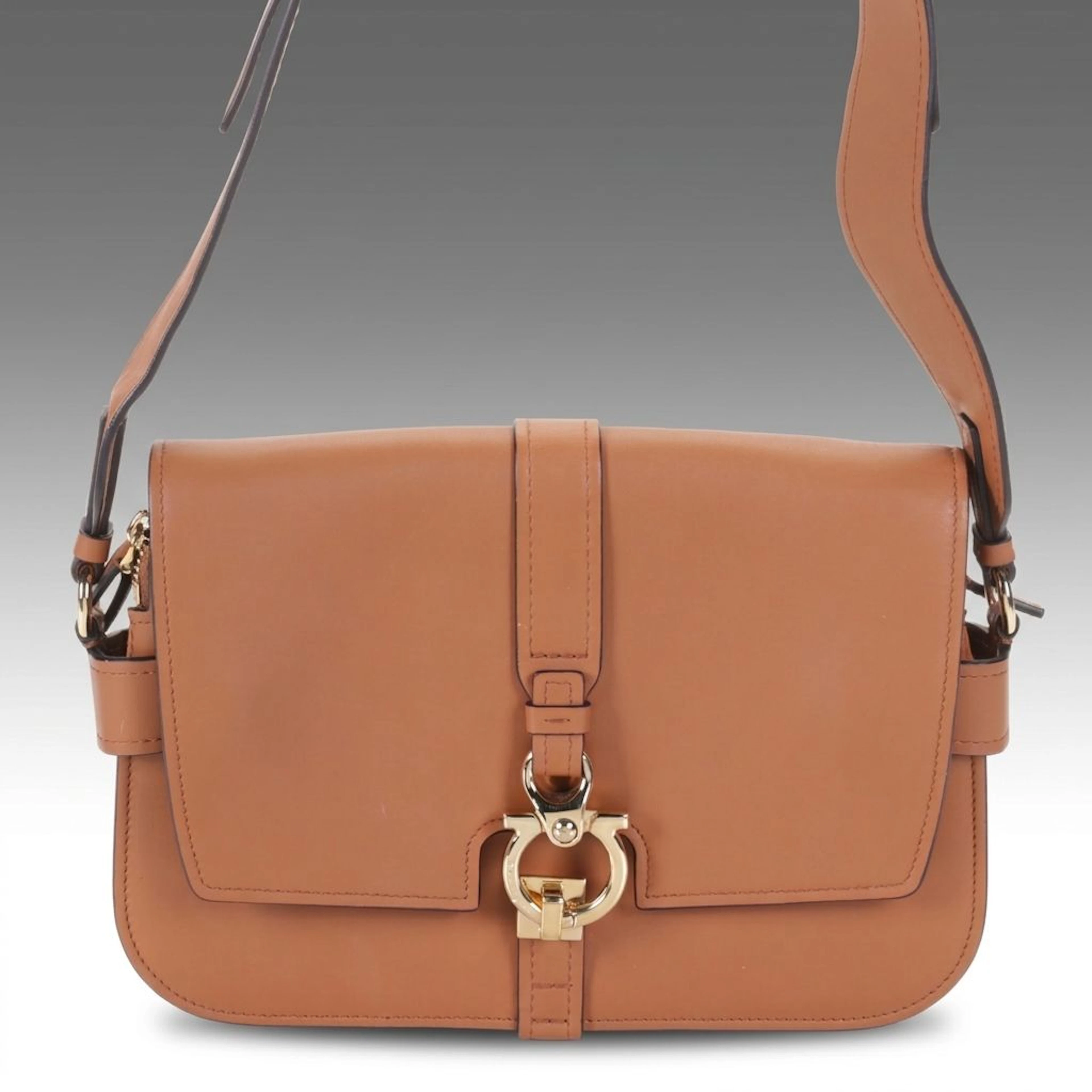 Salvatore Ferragamo Fiore Accordion Shoulder Bag in Brown Leather