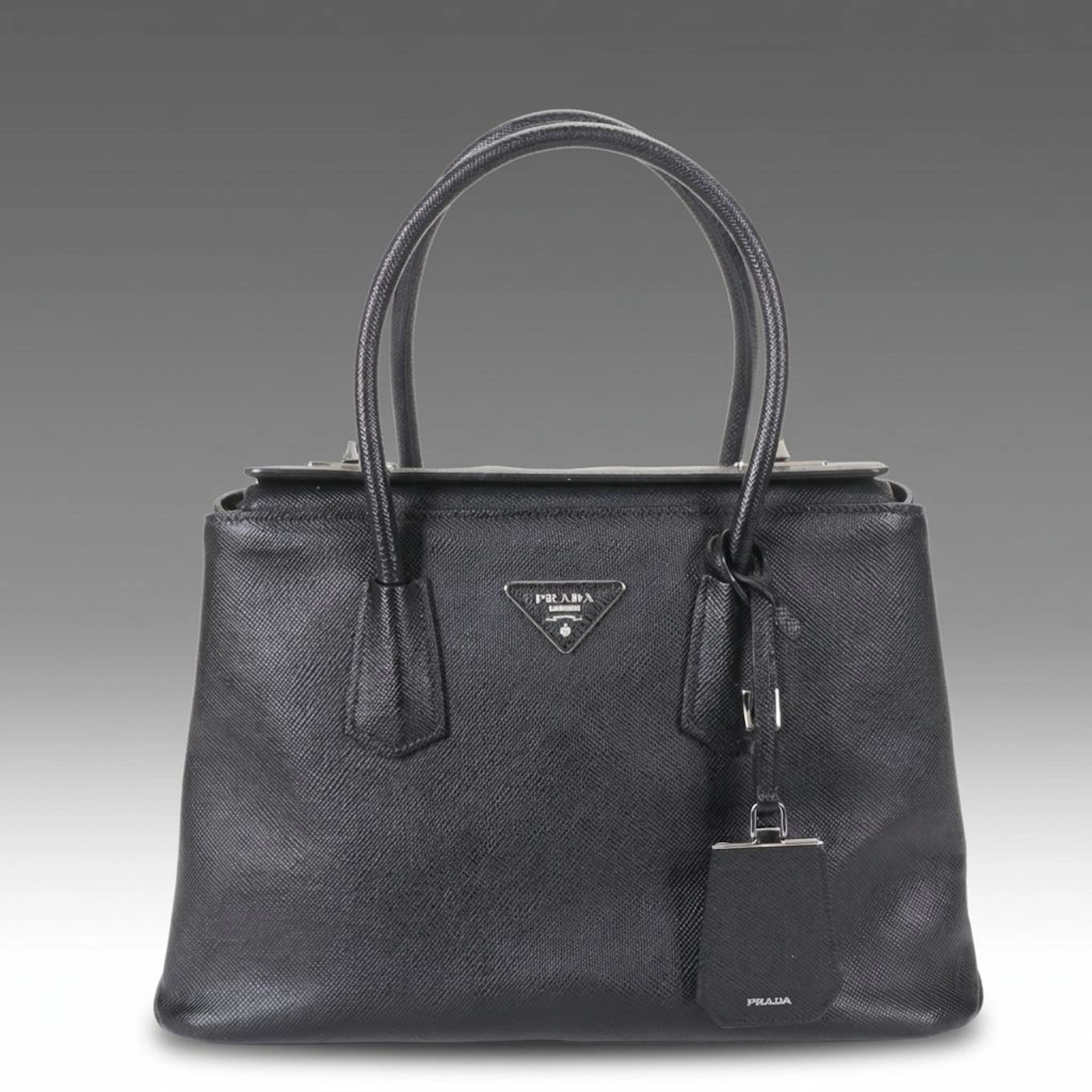 Prada Twin Tote in Black Saffiano Leather