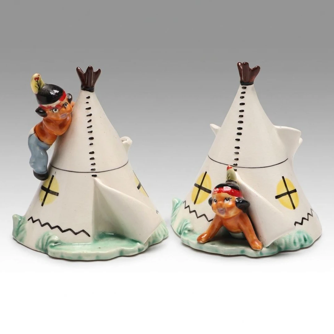 Napco Japanese Porcelain Teepee Planters, Mid-20th Century
