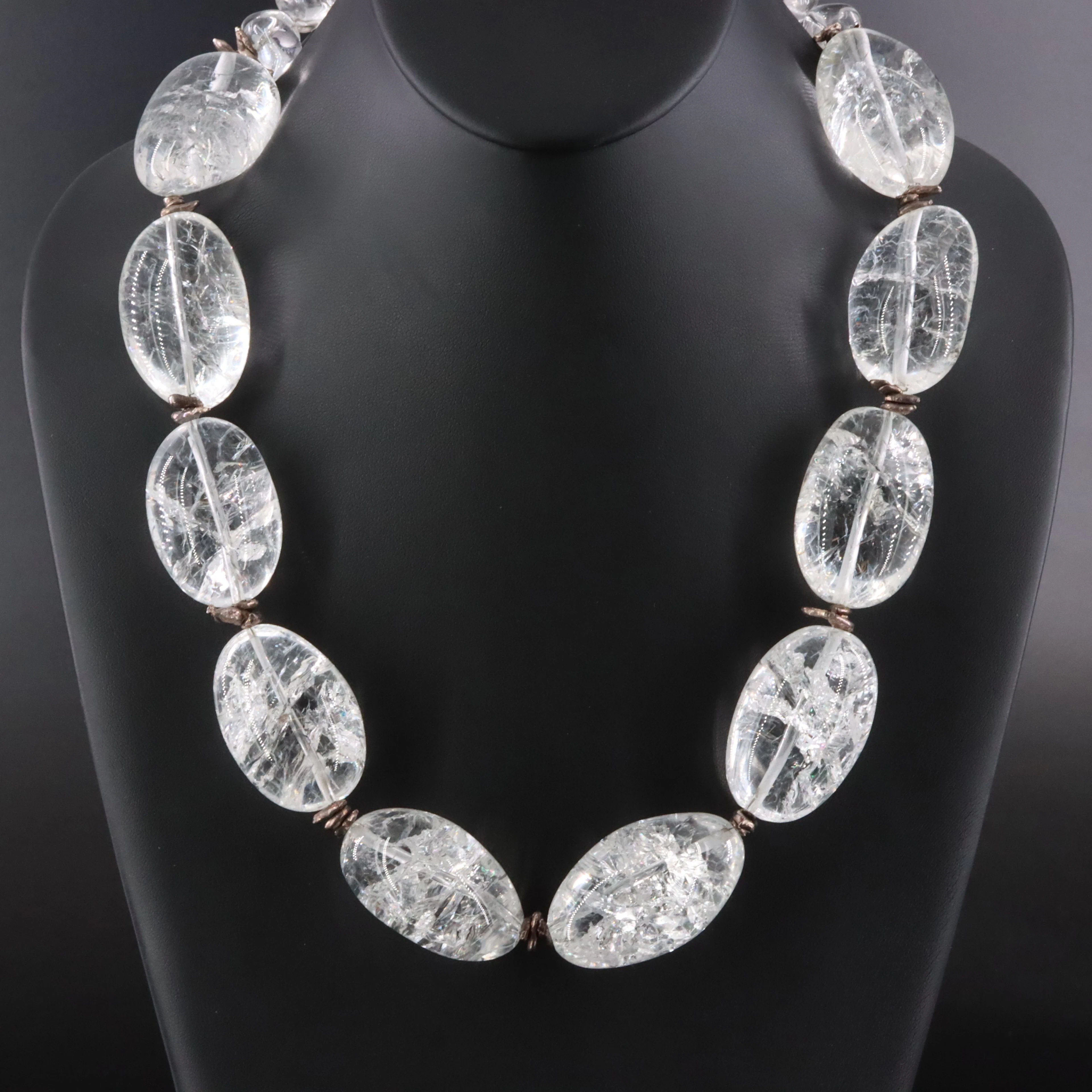 Sterling and Rock Crystal Quartz Bead Necklace