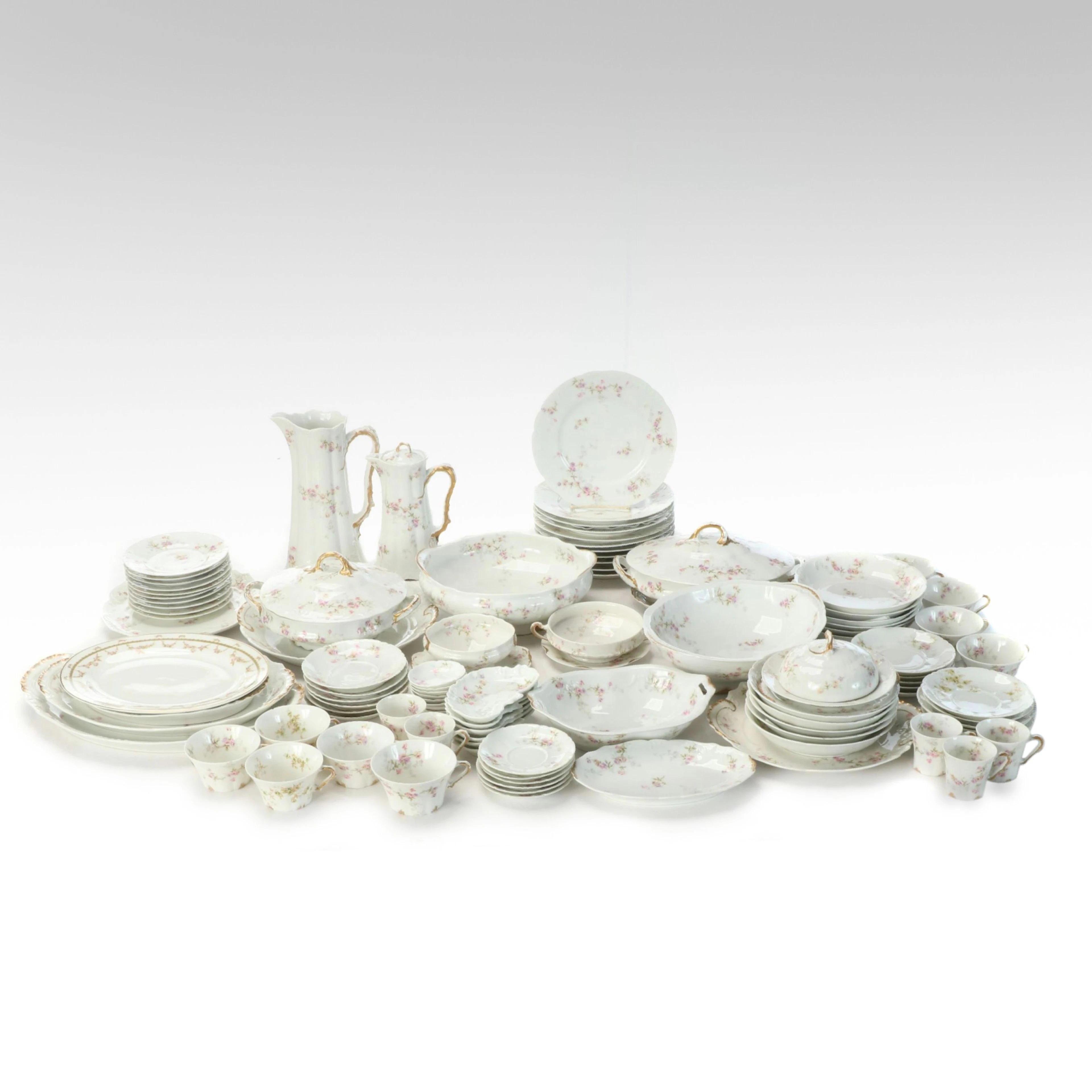 Haviland Floral French Porcelain Dinnerware with Serving Pieces