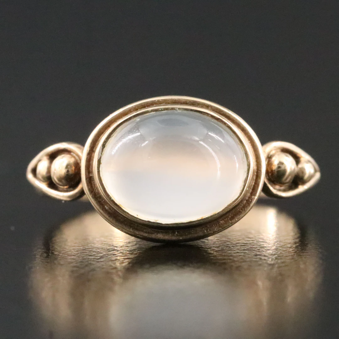 10K Moonstone Solitaire Ring