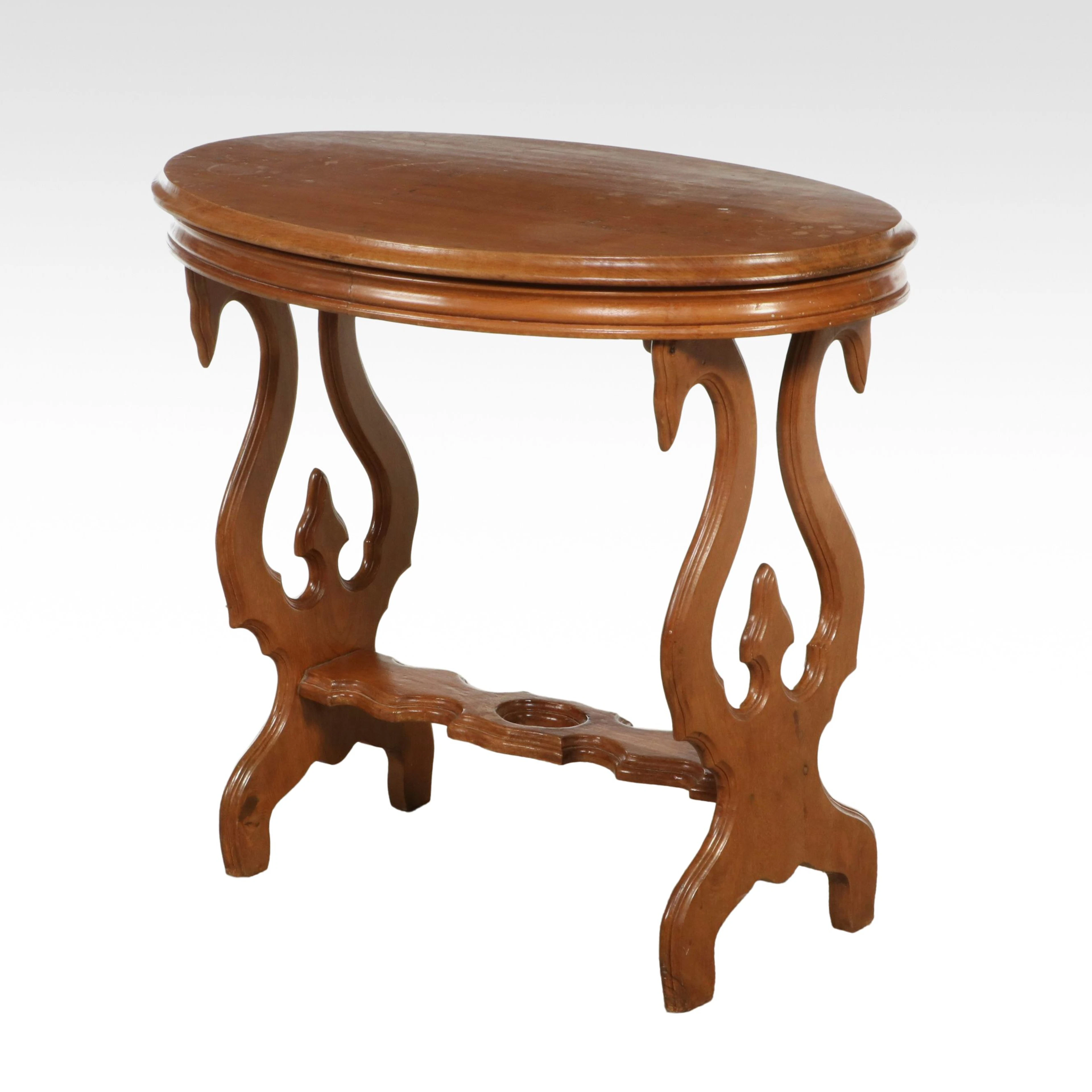 Victorian Walnut Trestle-Base Side Table, Late 19th Century