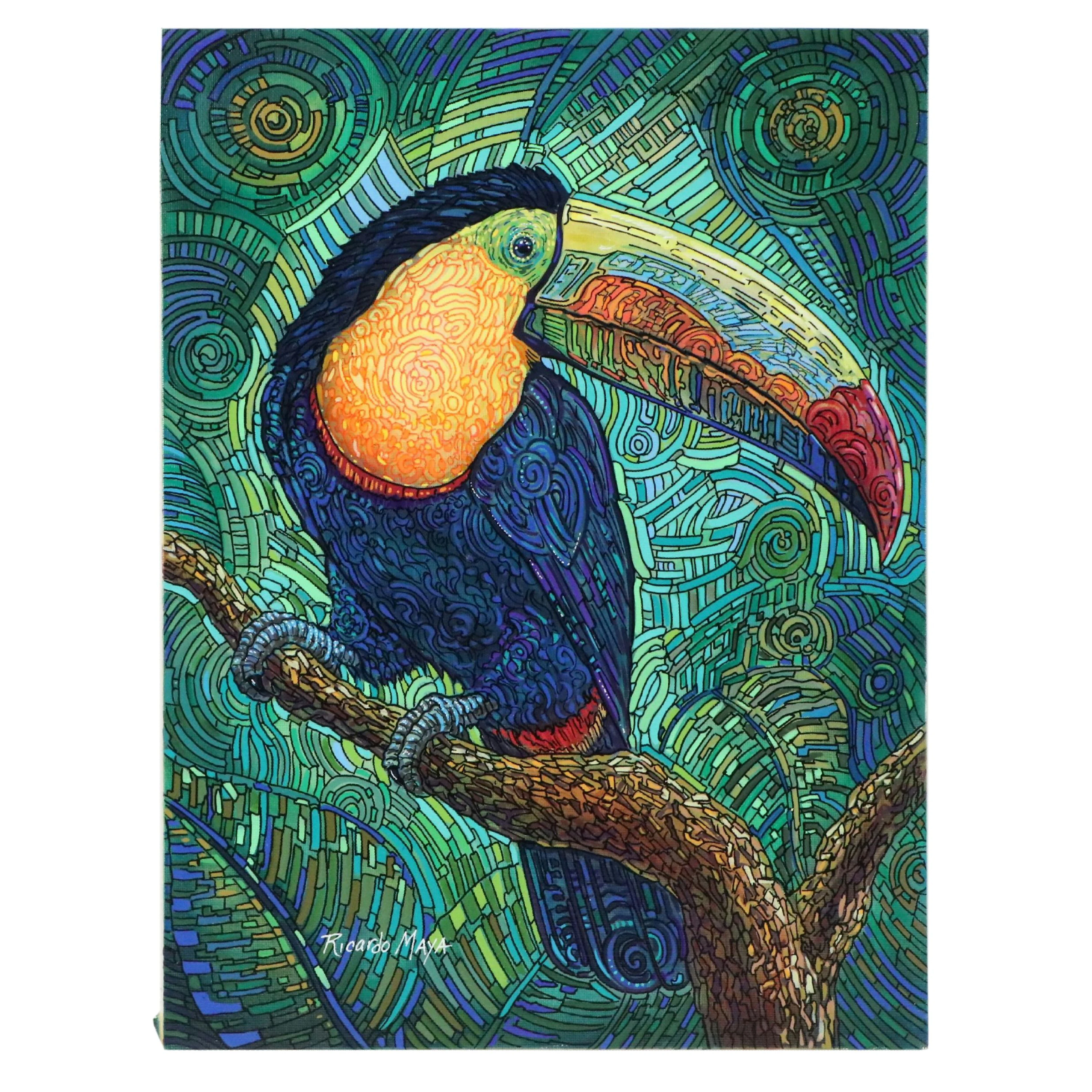 Ricardo Maya Acrylic Painting of Toucan