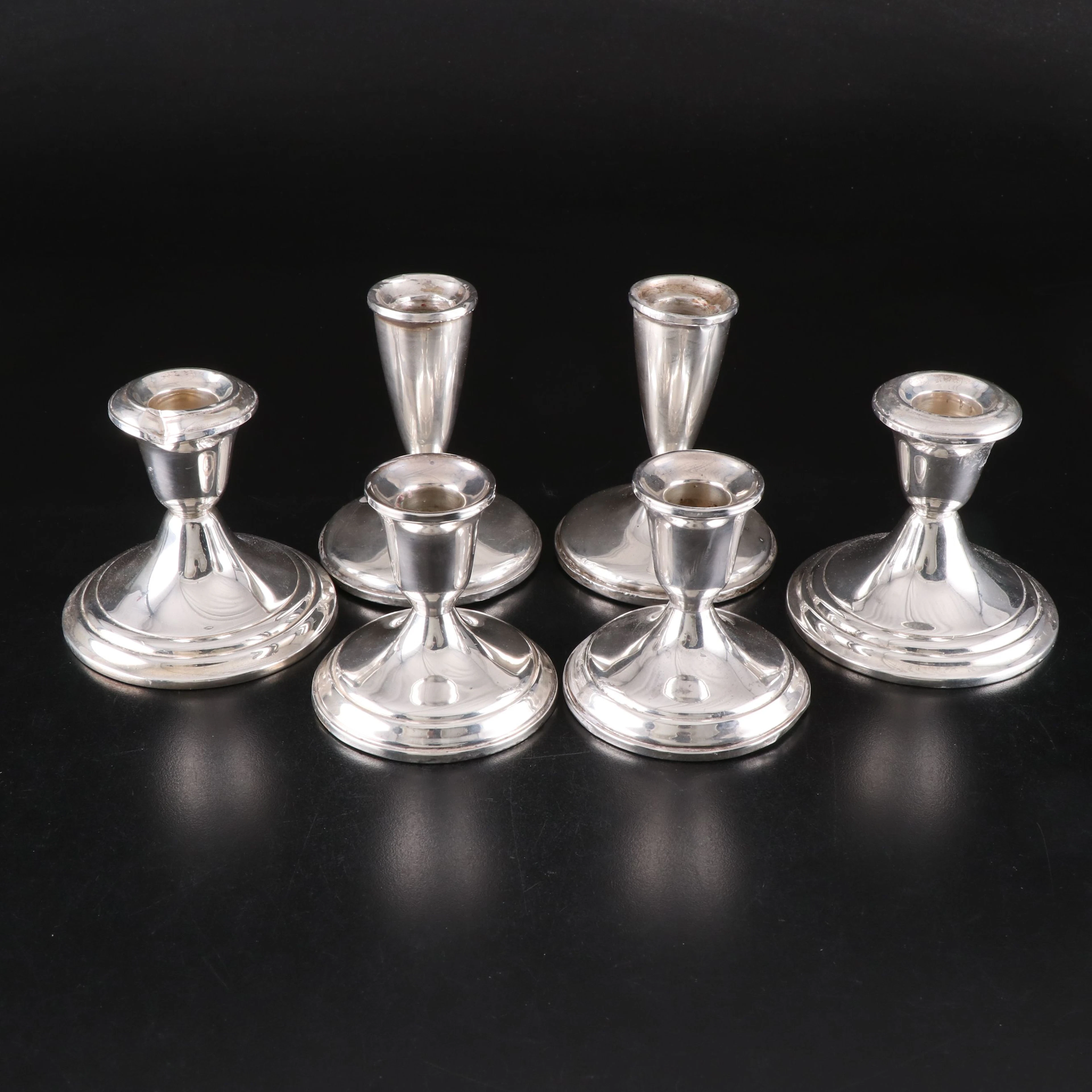 Gorham, Towle and Sheriden Weighted Sterling Silver Candlesticks, Vintage