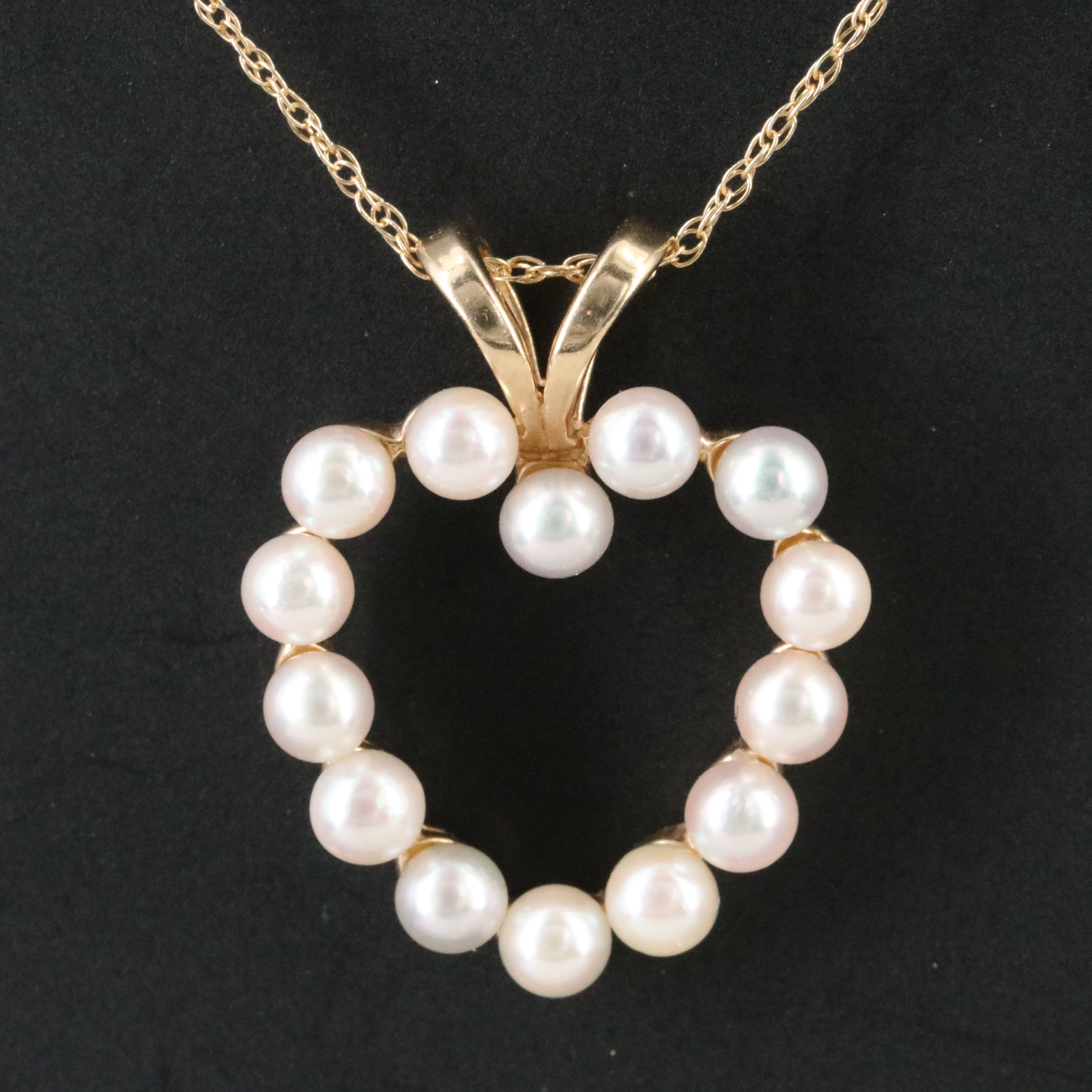 14K Pearl Heart Pendant Necklace