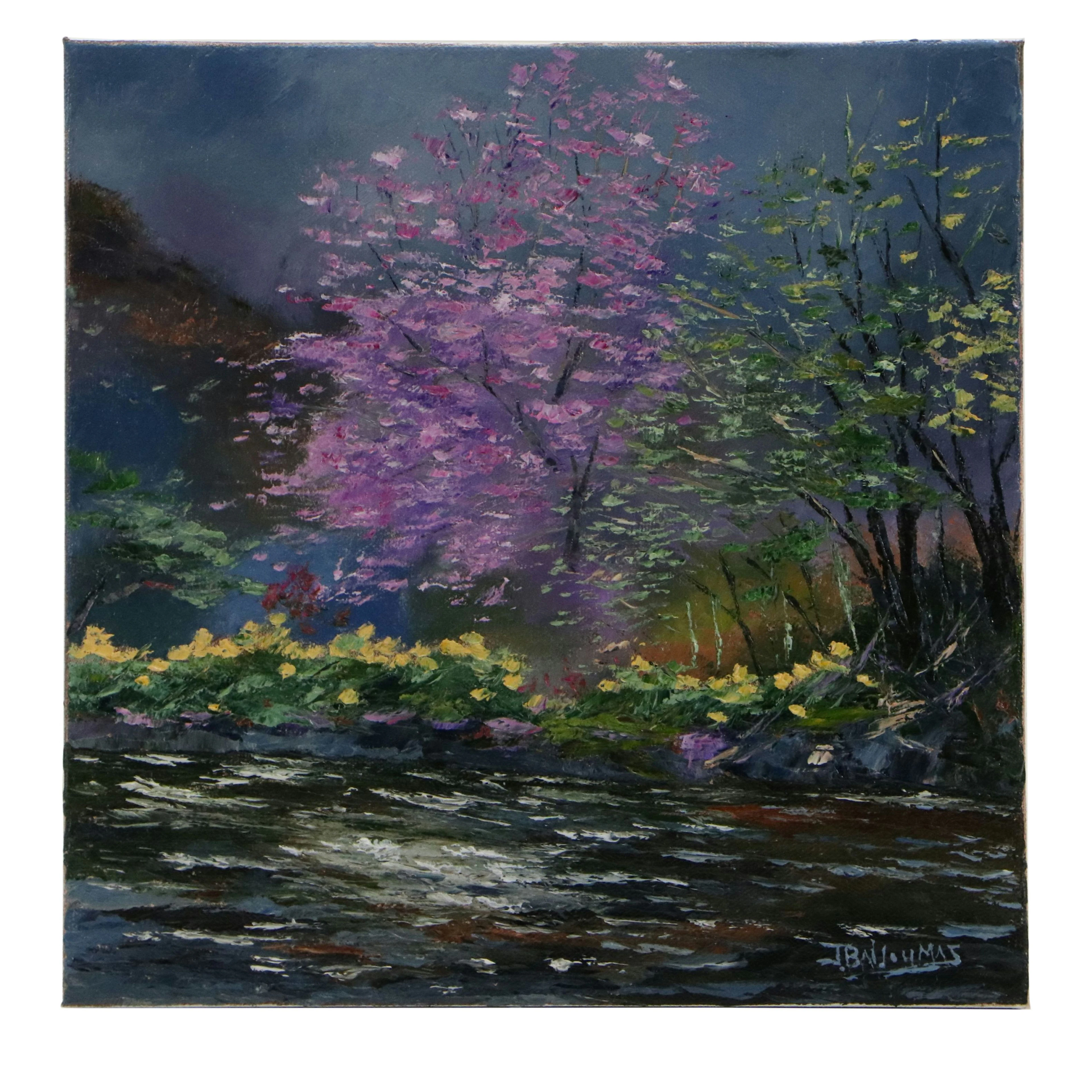 James Baldoumas Oil Painting "Blossoms Along the River," 2026
