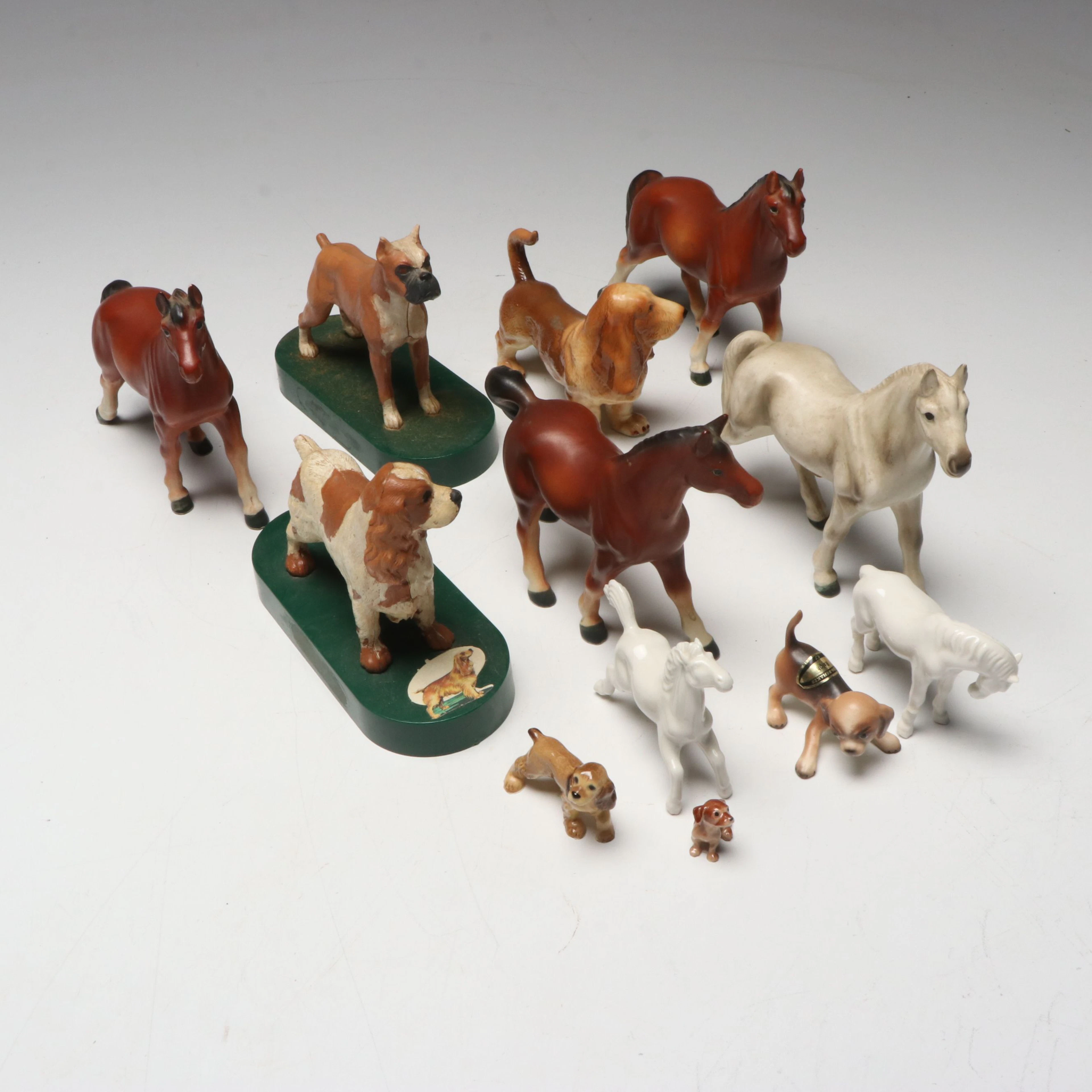 Arnart Porcelain Horses with Hagen-Renaker Dog and More Animal Figurines