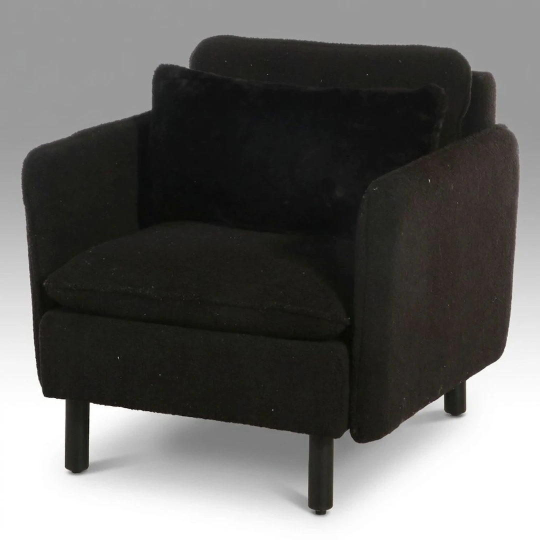 Threshold Black Sherpa Upholstered Square Accent Chair