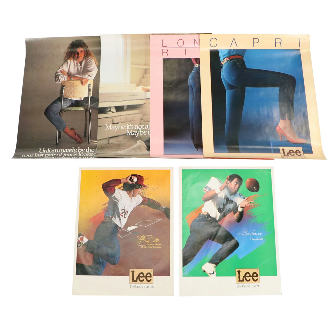 Lee Women's and Men's Jeans Advertising Posters, Late 20th Century