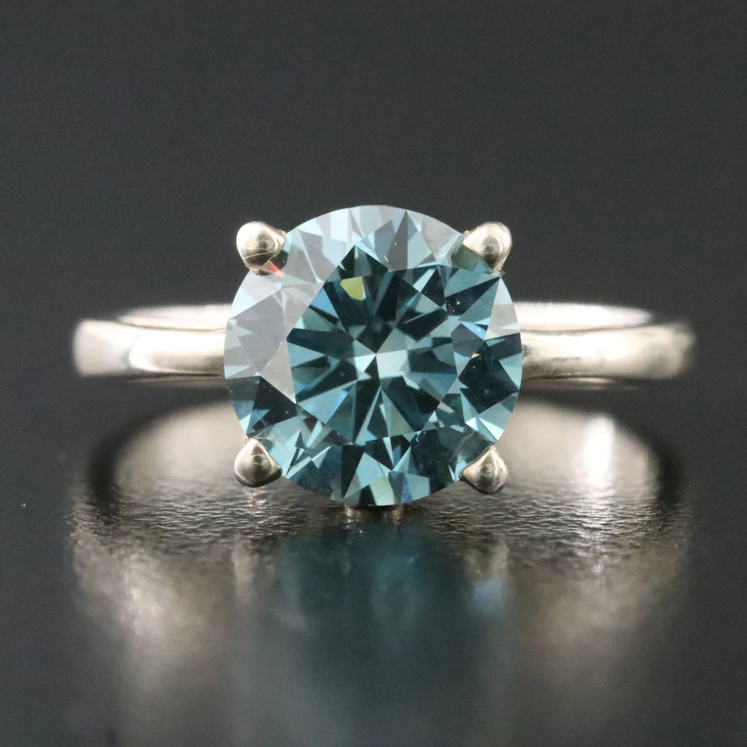 Sterling 2.50 CT Fancy Vivid Blue Lab Grown Diamond Ring with IGI Report
