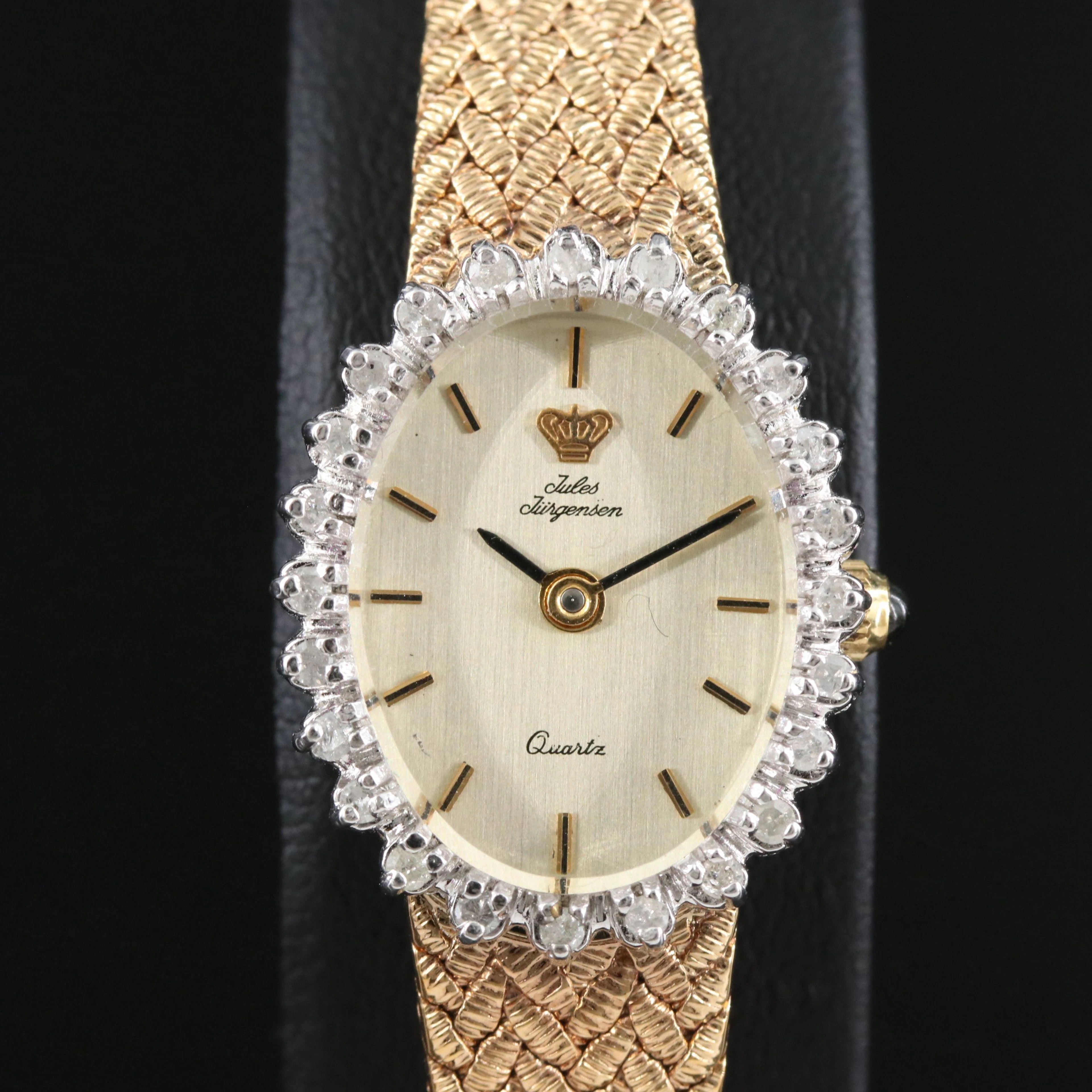 Jules Jurgensen Diamond Bezel Gold-Tone Quartz Dress Watch