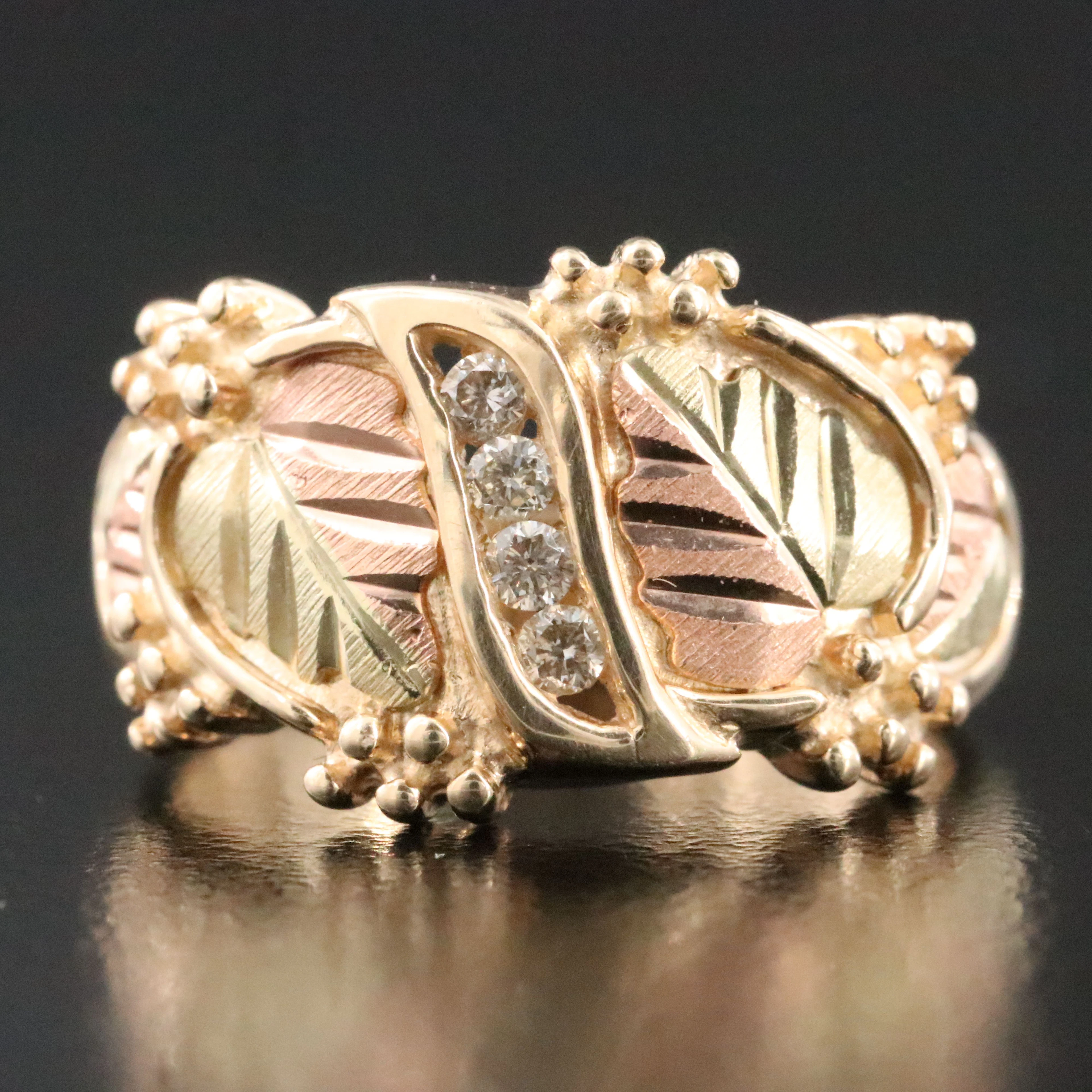 Coleman Co. Black Hills Gold 10K Leaf & Grape Cluster Ring
